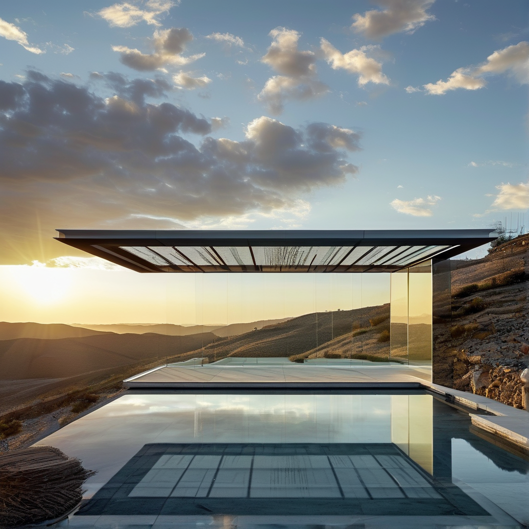 Glass Pavilion at Sunset
