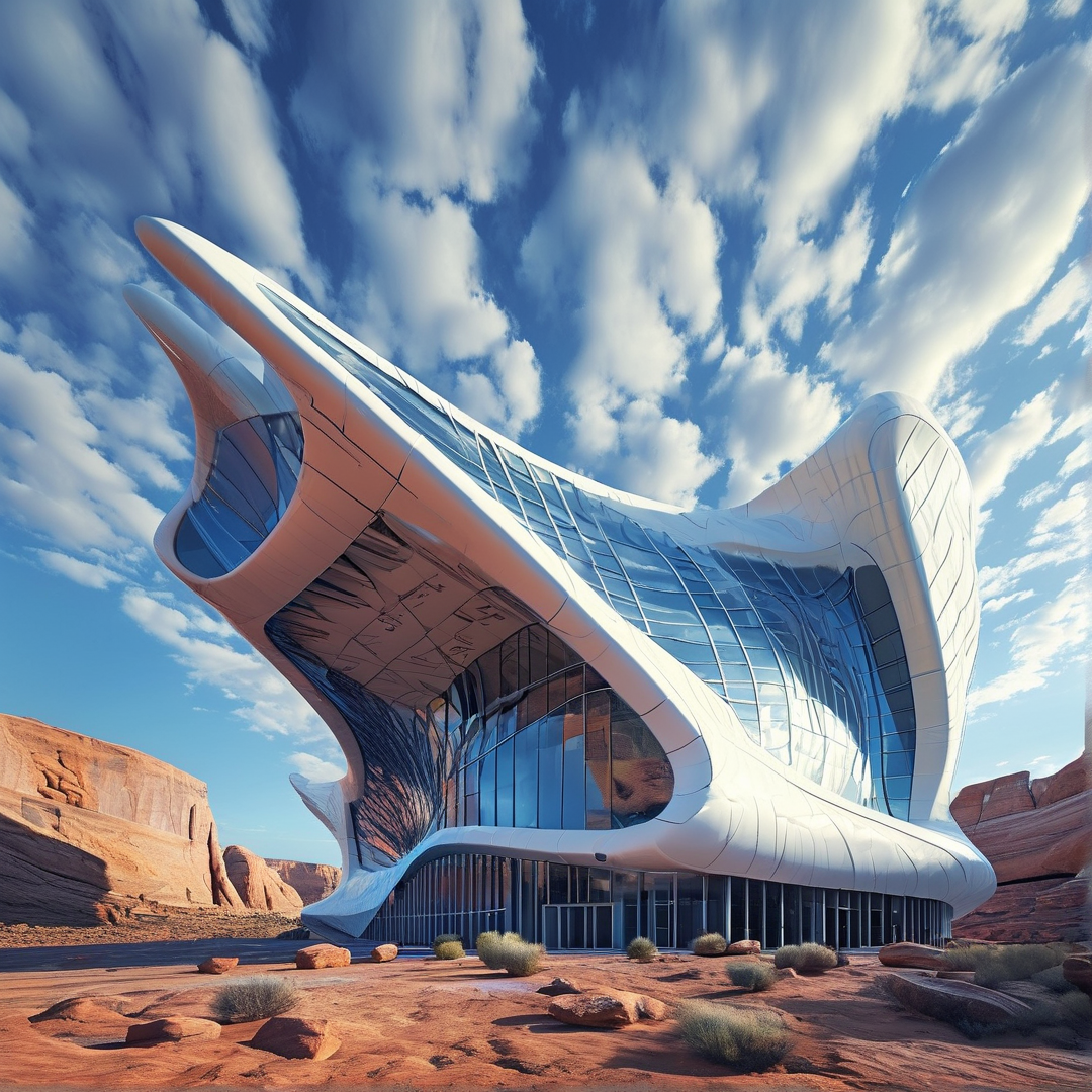 Futuristic Building in Desert