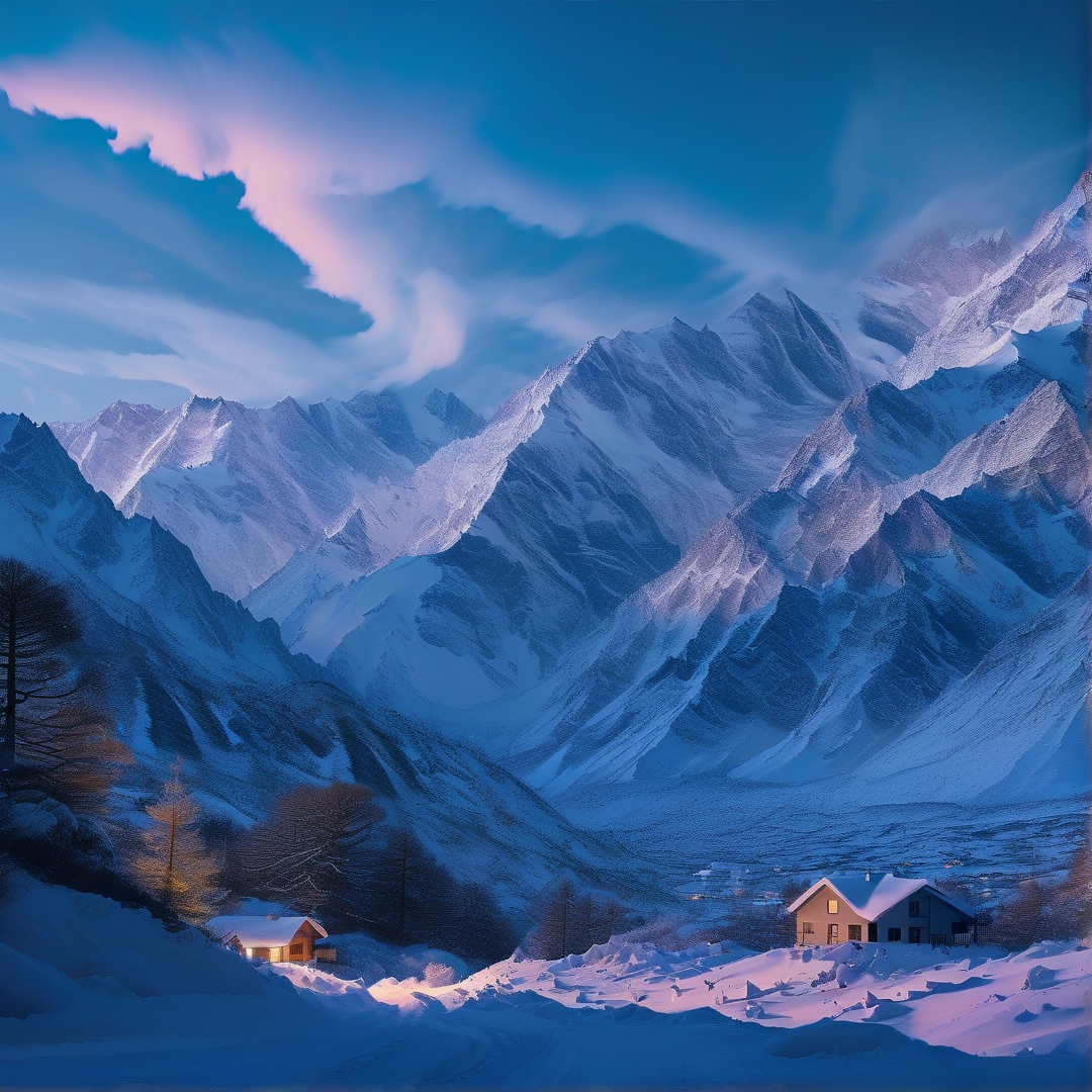 Alpine Winter Twilight Landscape