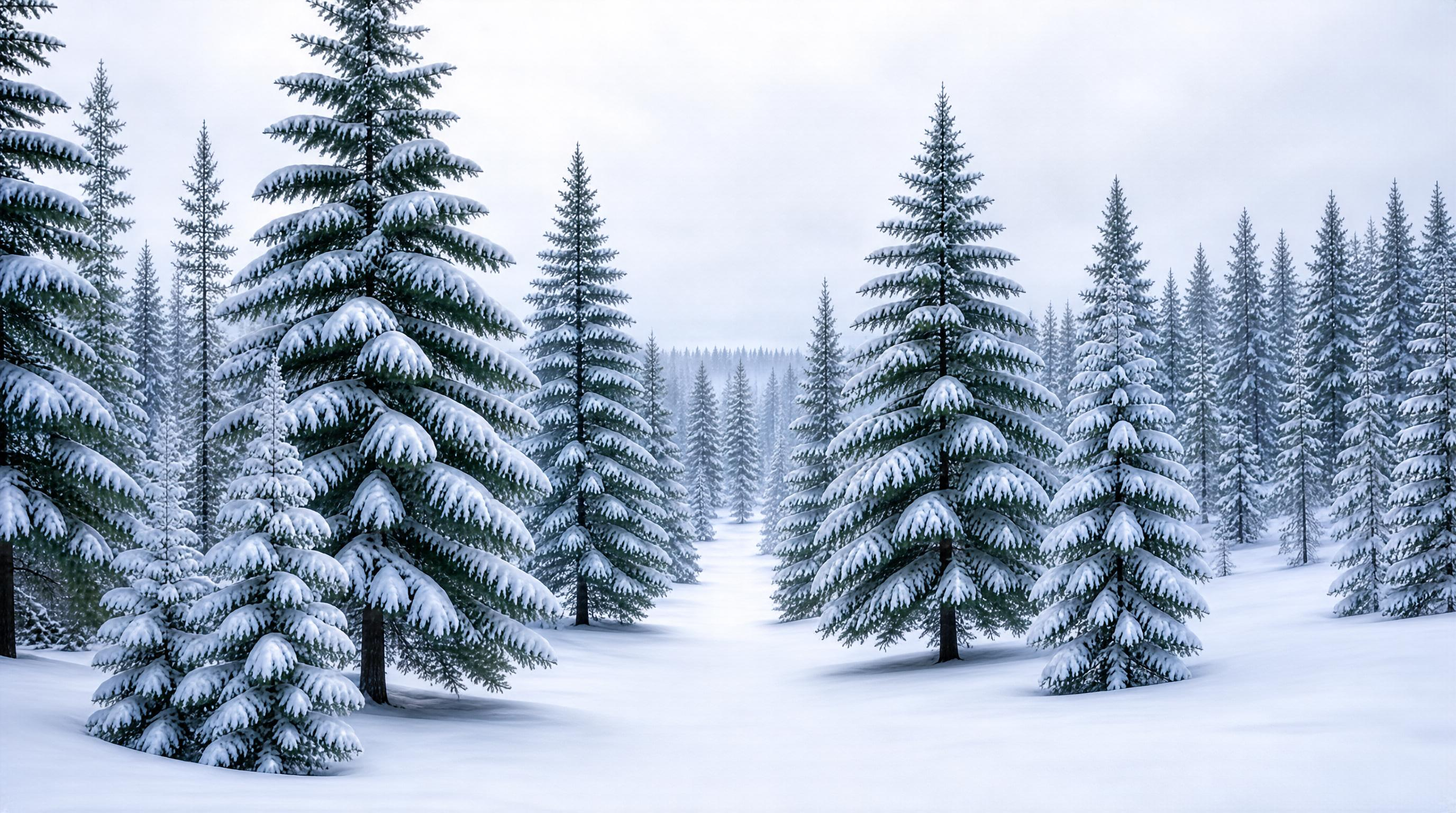 Snowy Pine Forest Scene