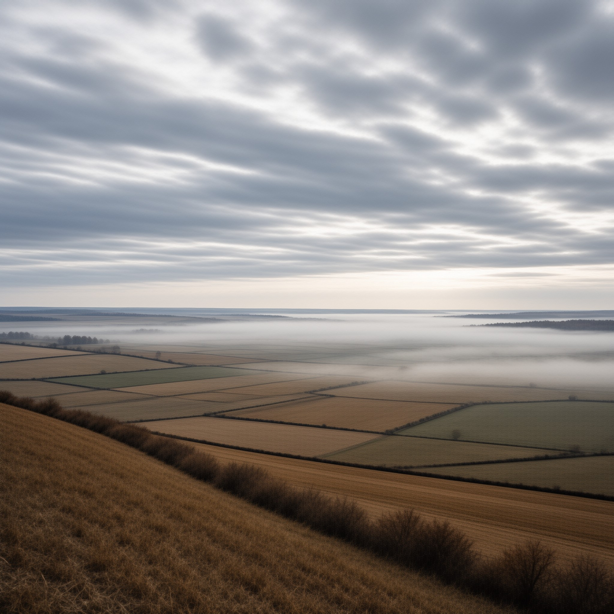 Foggy Patchwork Fields