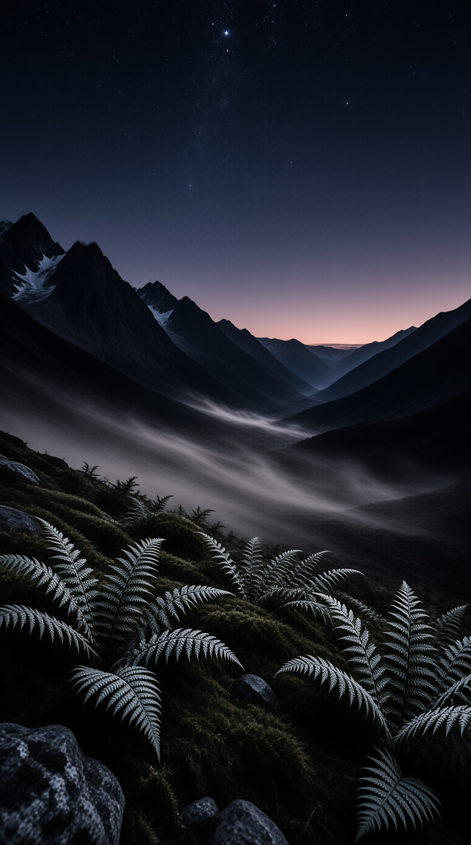 Mountain Valley at Night