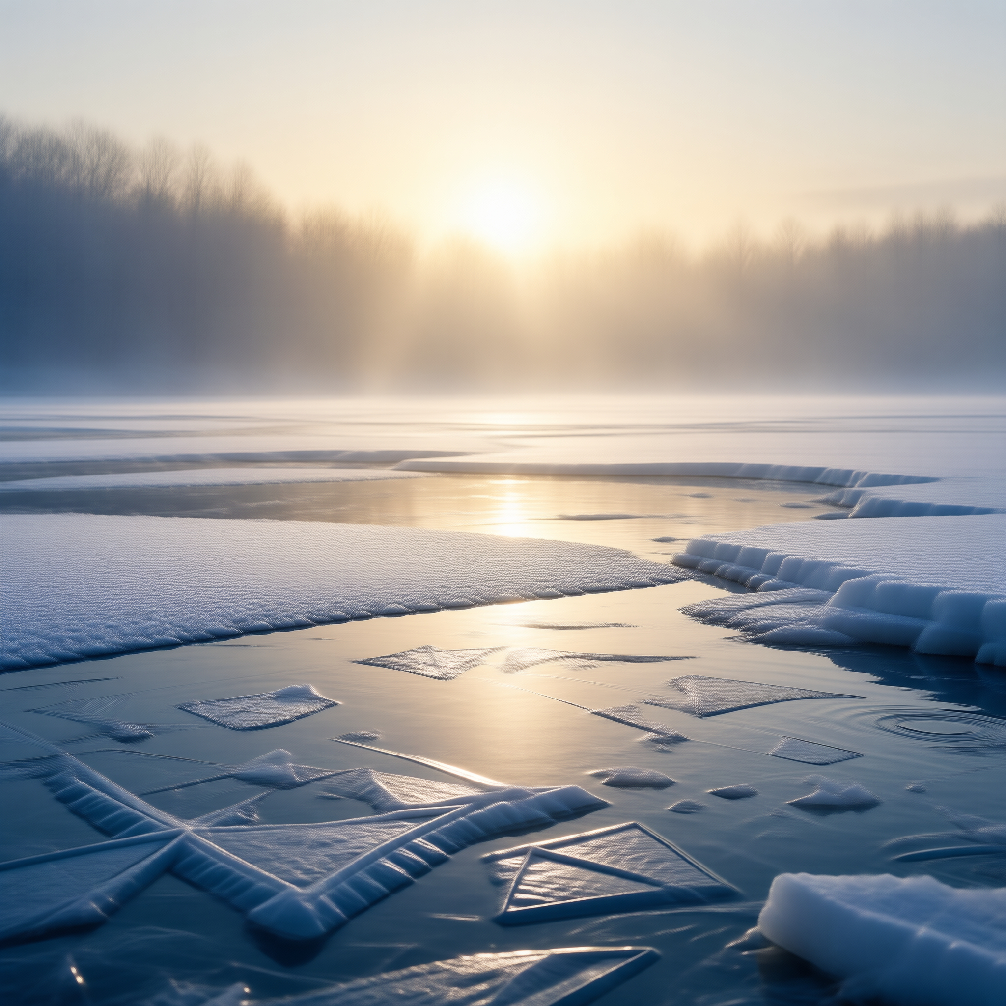 Frozen River at Sunrise