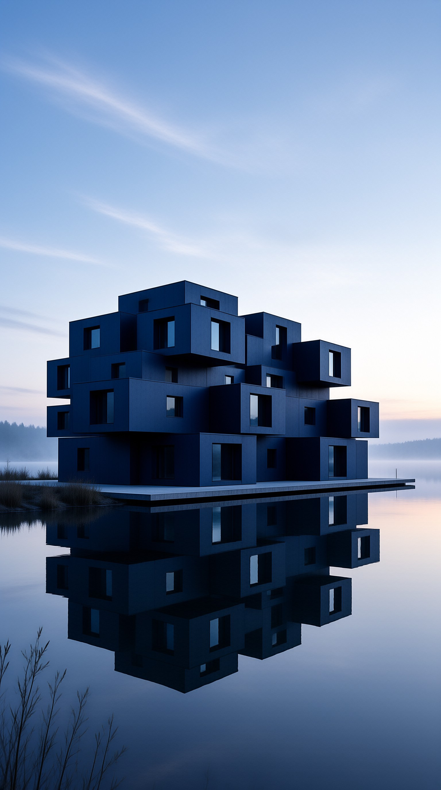Modern Blue Cube House