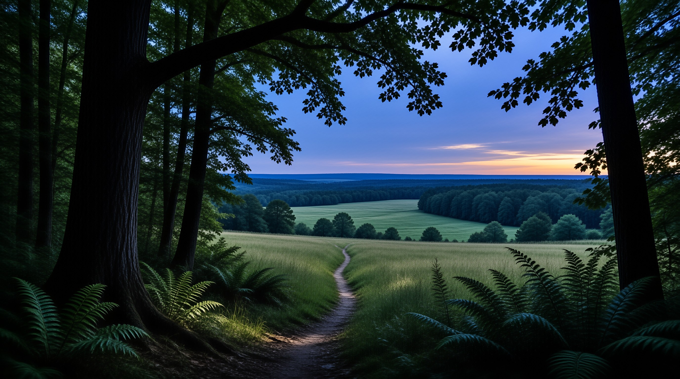 Forest Path to Sunset Field