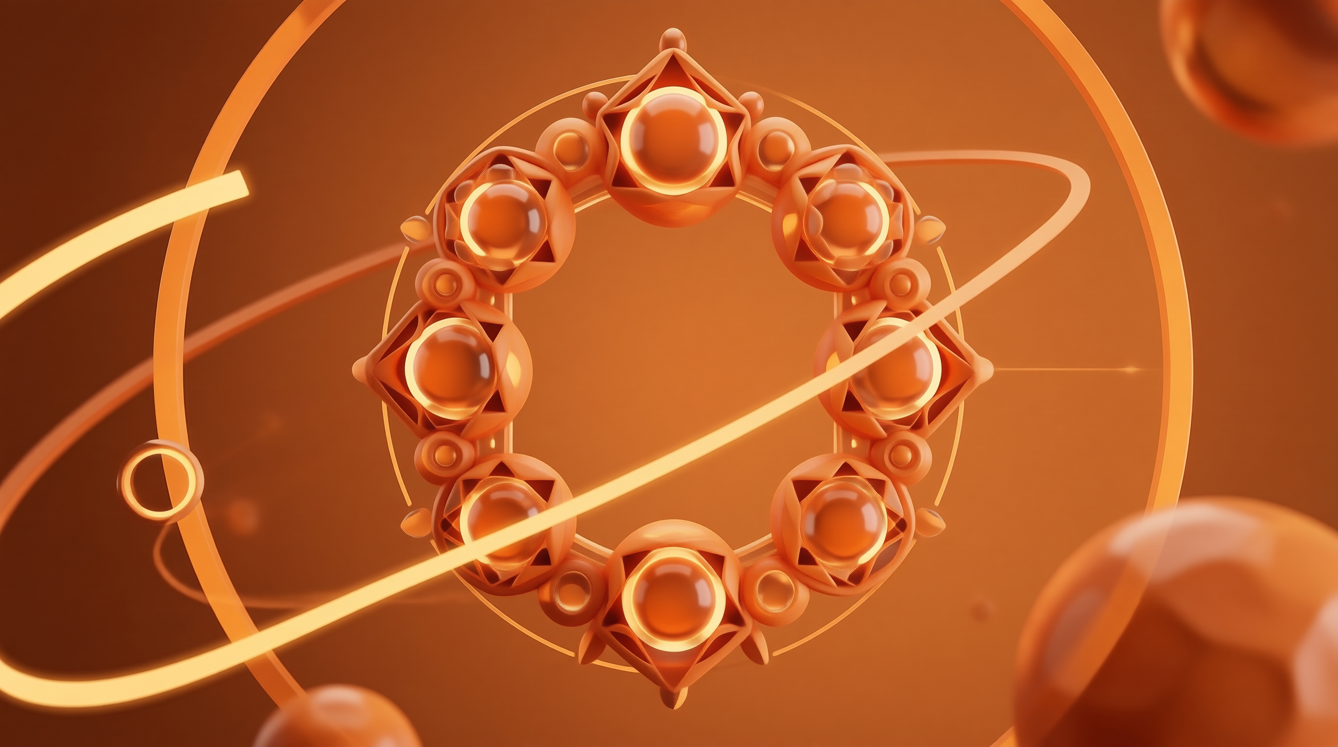 Abstract Orange Orbital Ring
