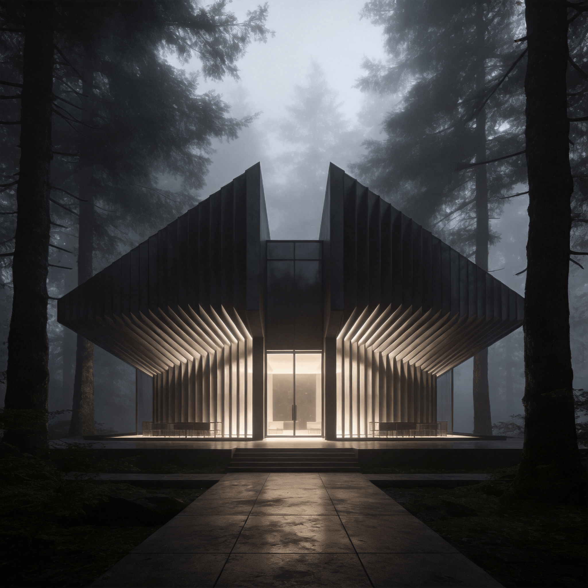 Pavilion with Parametric Facade — Misty Forest