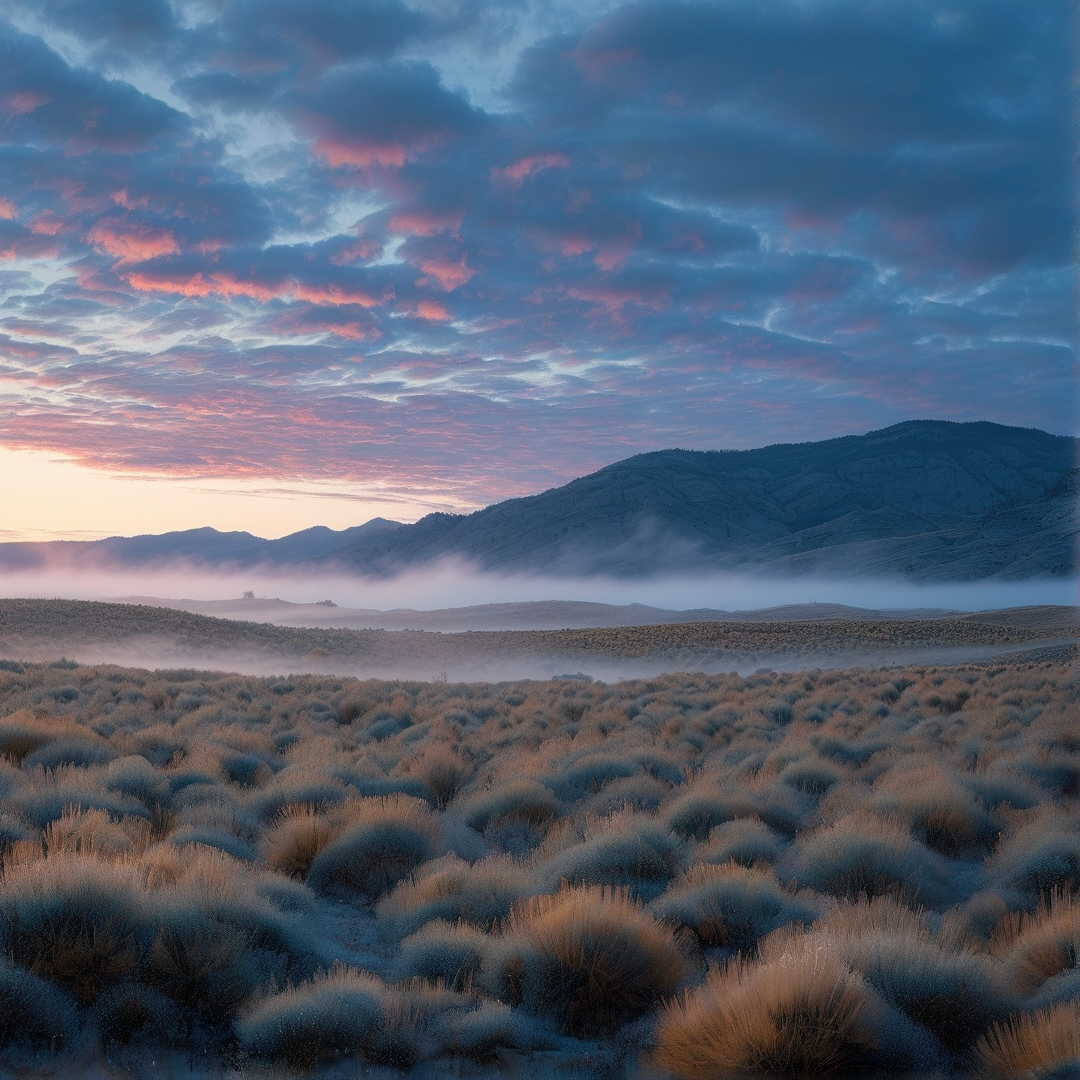 Misty Desert Sunrise