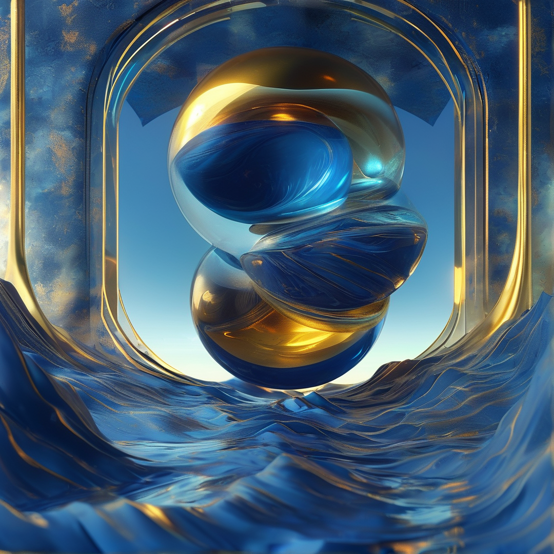 Abstract Blue and Gold Art
