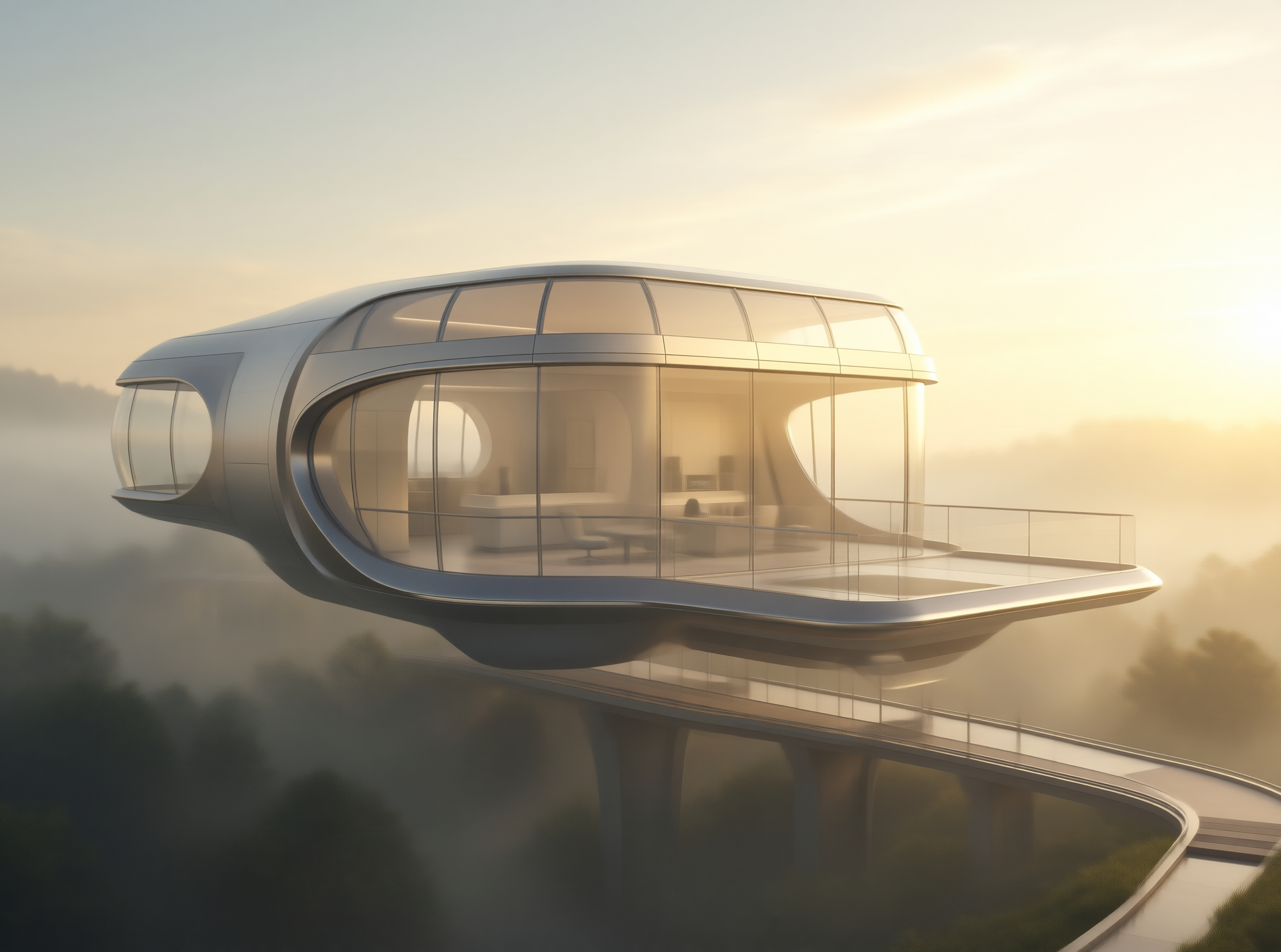 Capsule Home in Morning Mist