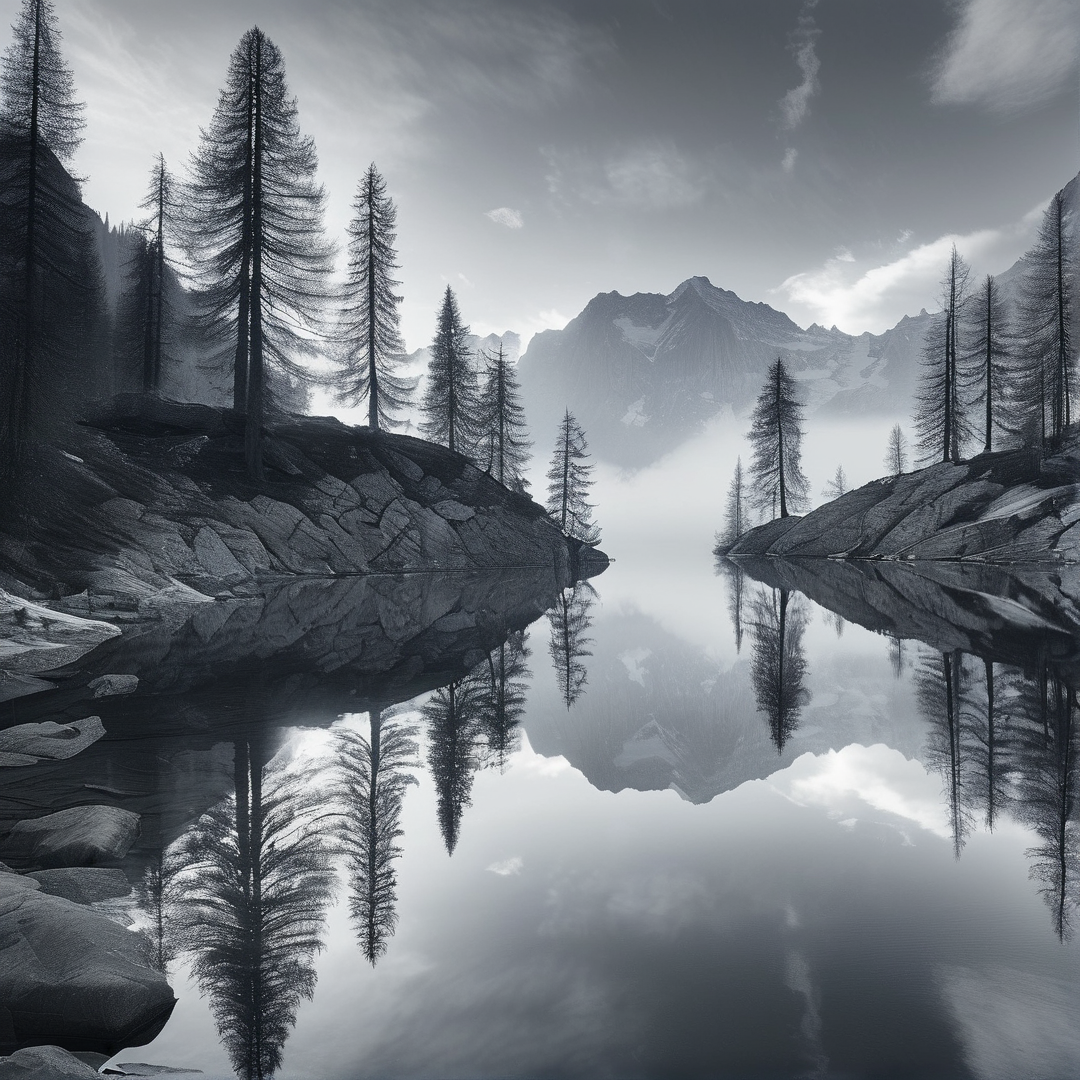 Misty Forest Reflection