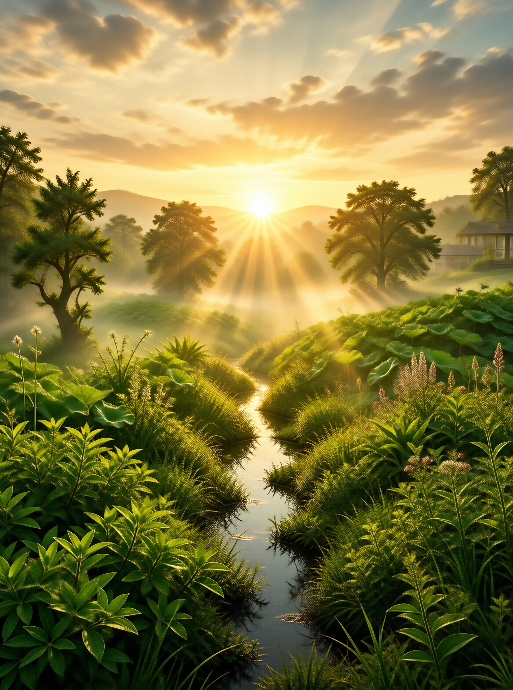 Sunlit Wetland Sunrise