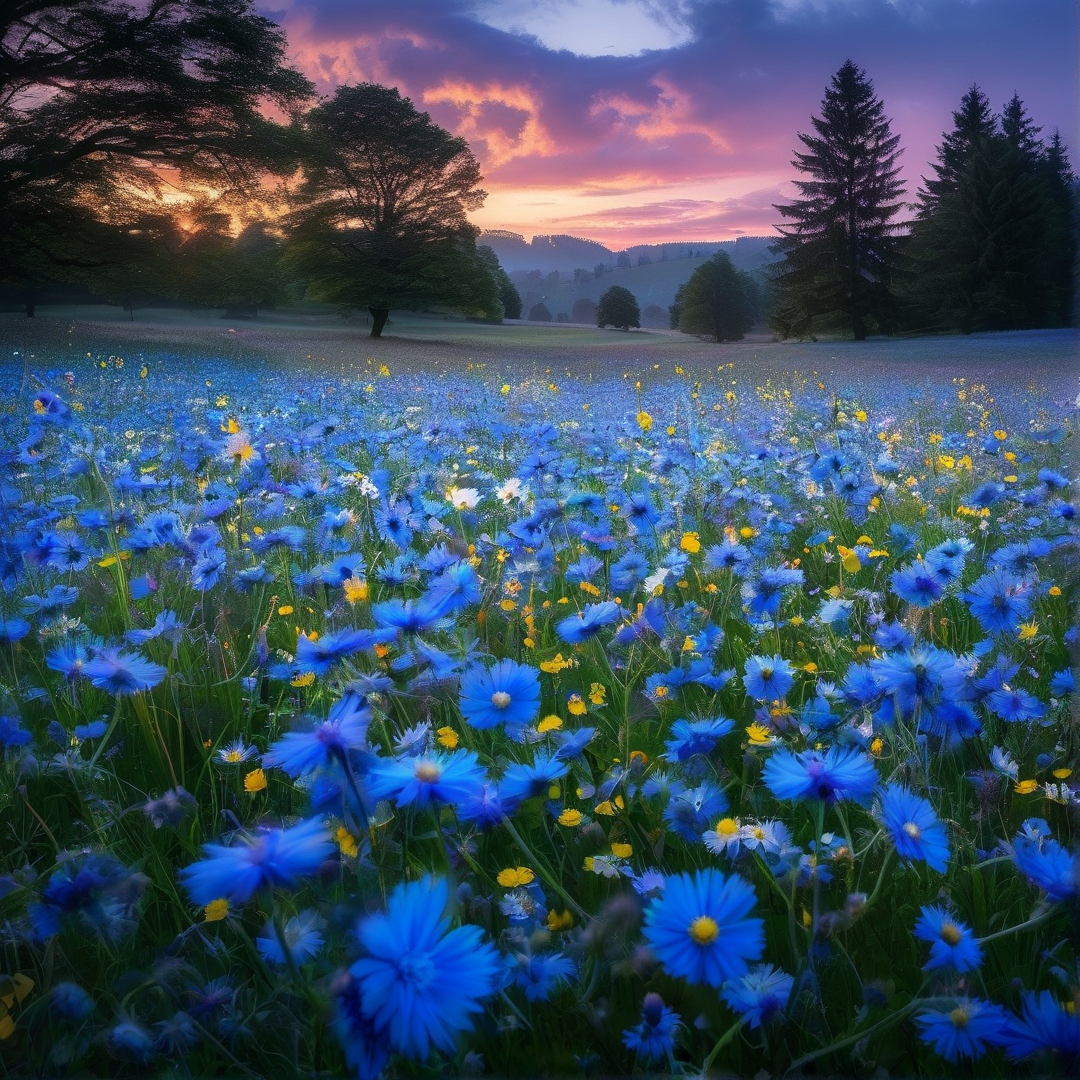 Sunset Flower Field