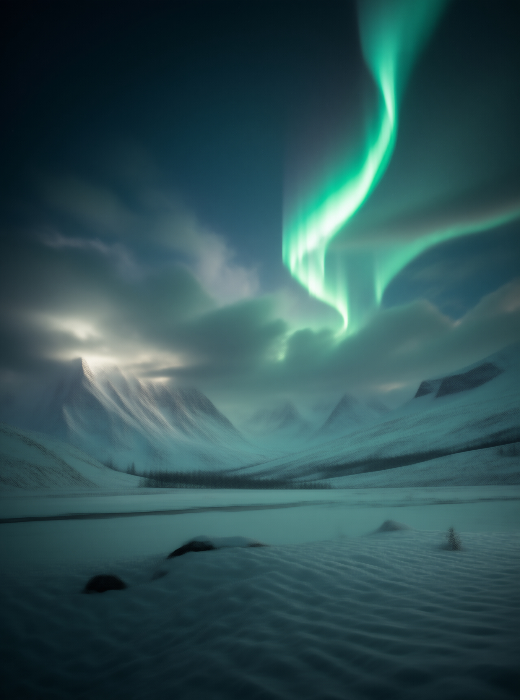 Emerald Aurora Landscape