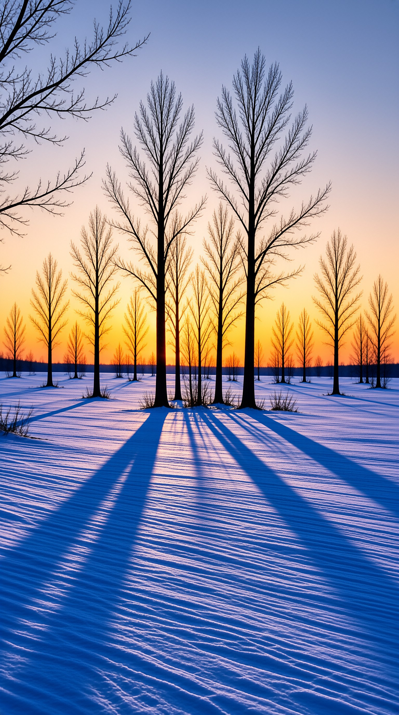 Winter Sunset Snow Scene