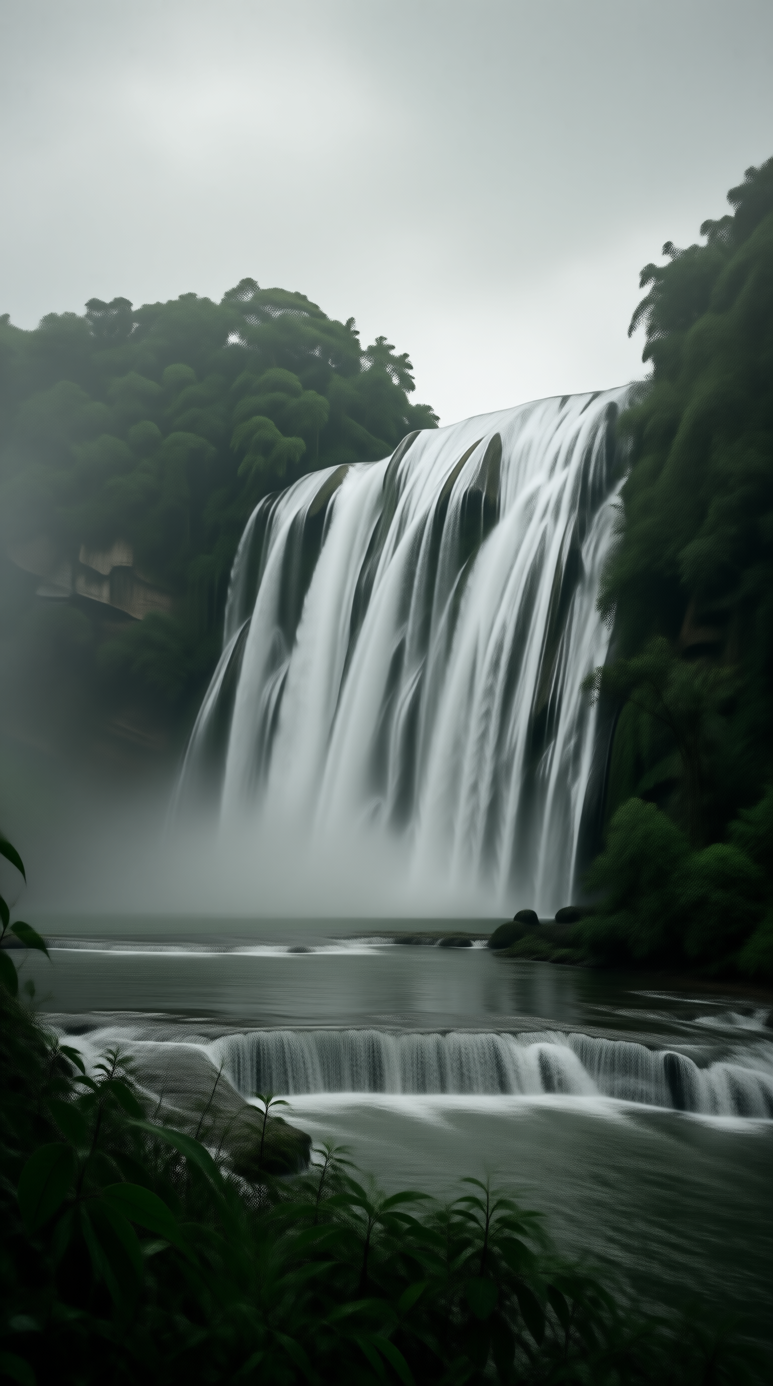Misty Waterfall Landscape