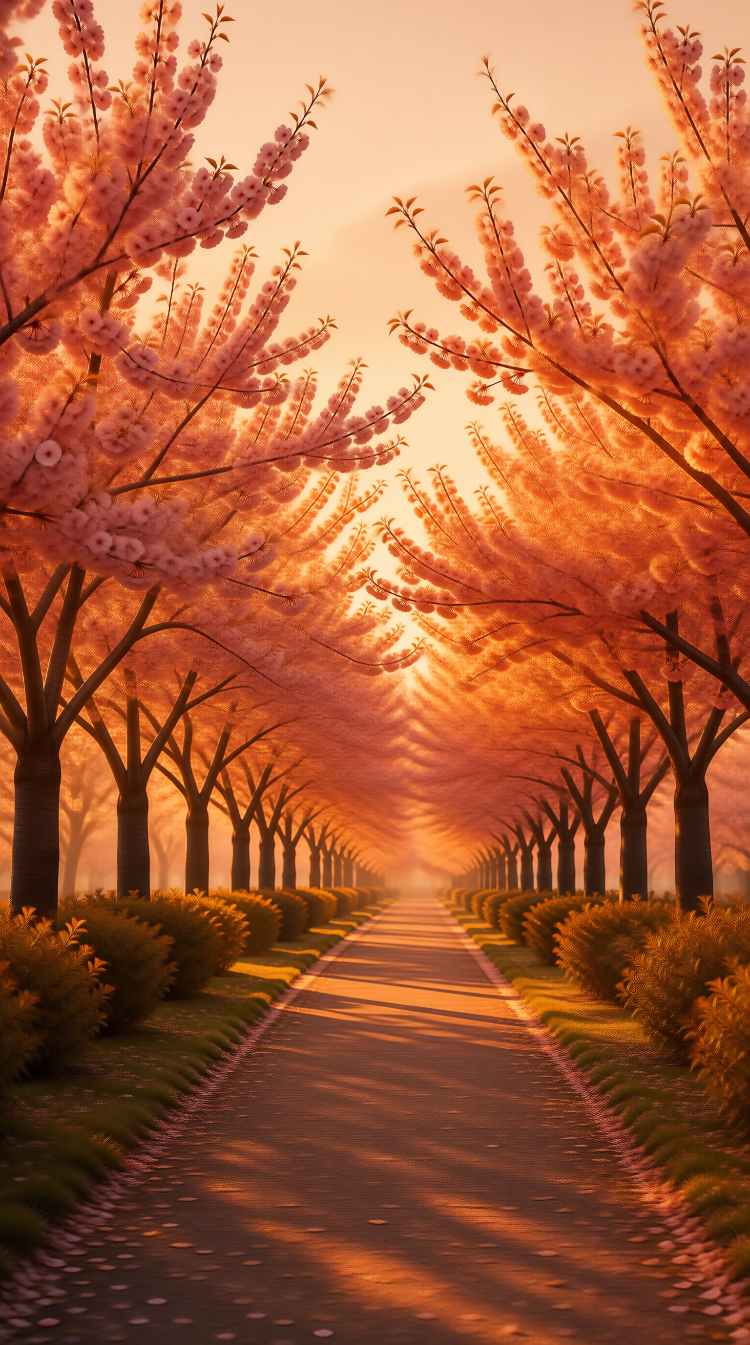 Blossom Path in Golden Light