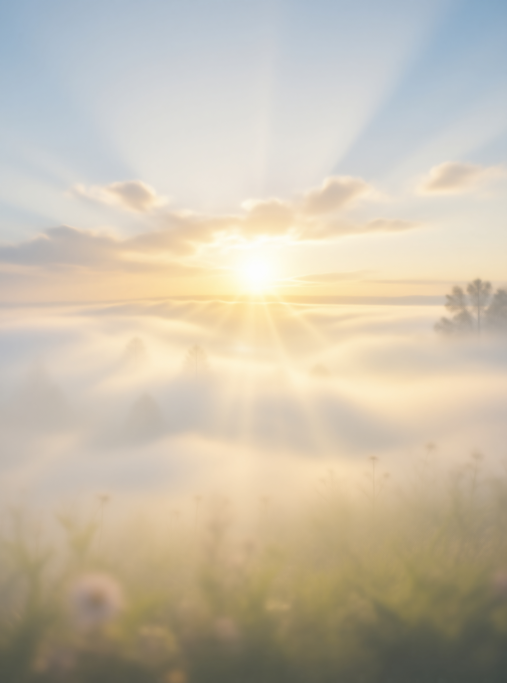 Foggy Sunrise Over Meadow