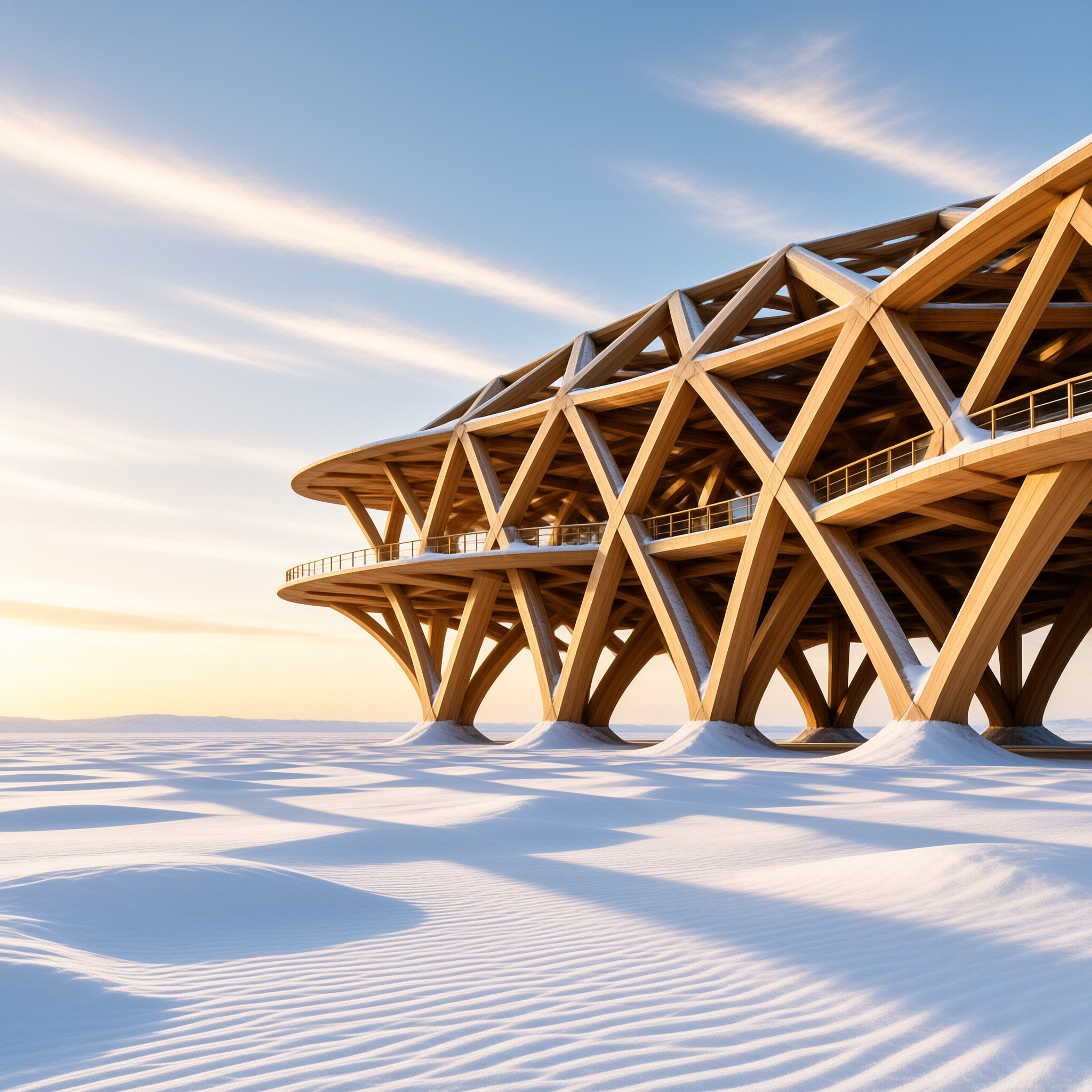 Wooden Pavilion in Snow