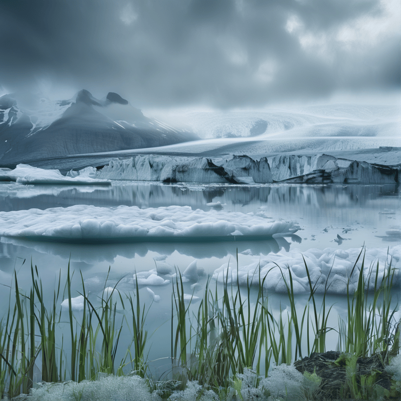 Glacial Landscape with Reeds