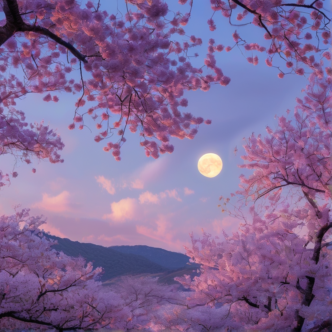Moonlit Cherry Blossom Dusk