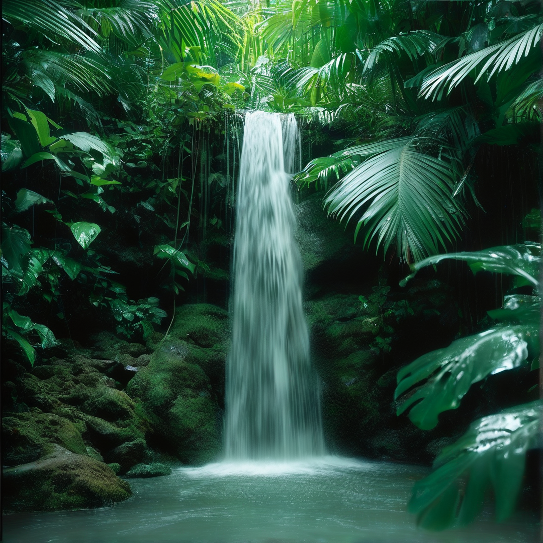 Tropical Waterfall in Jungle