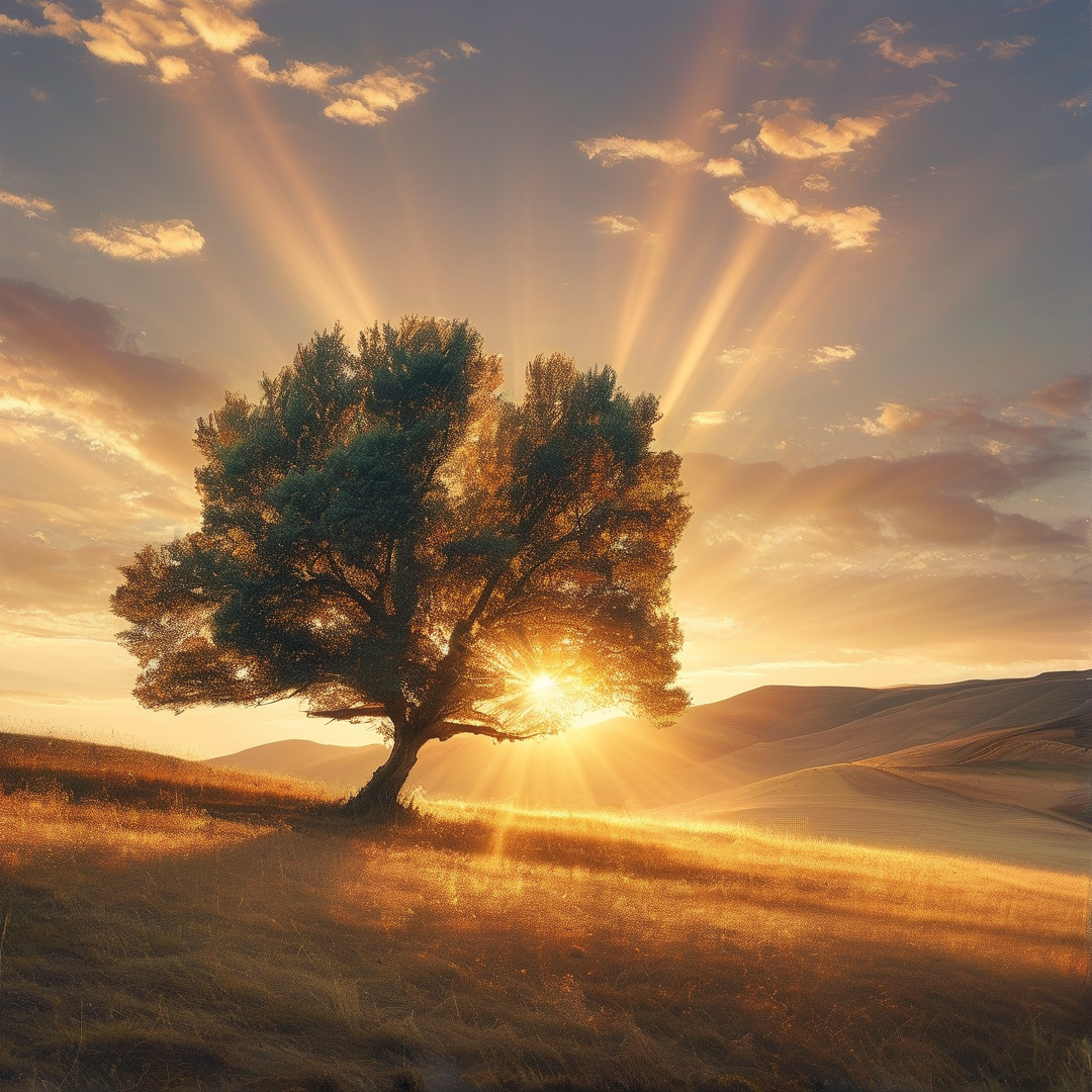 Golden Sun Through Tree