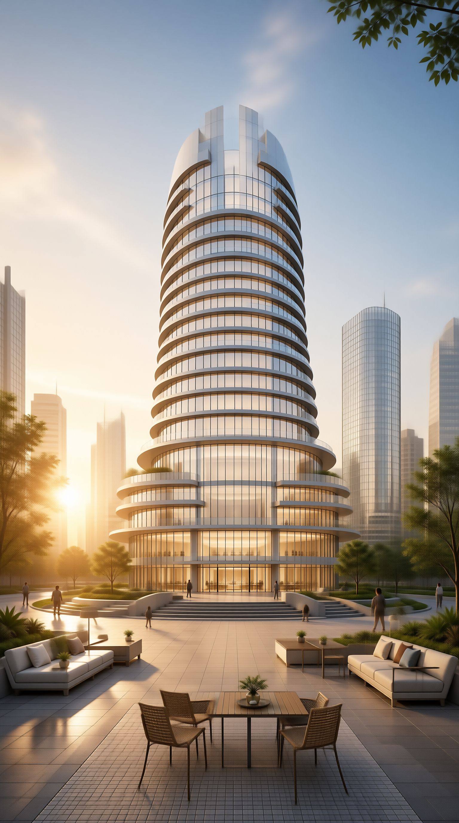 Futuristic Skyscraper Plaza