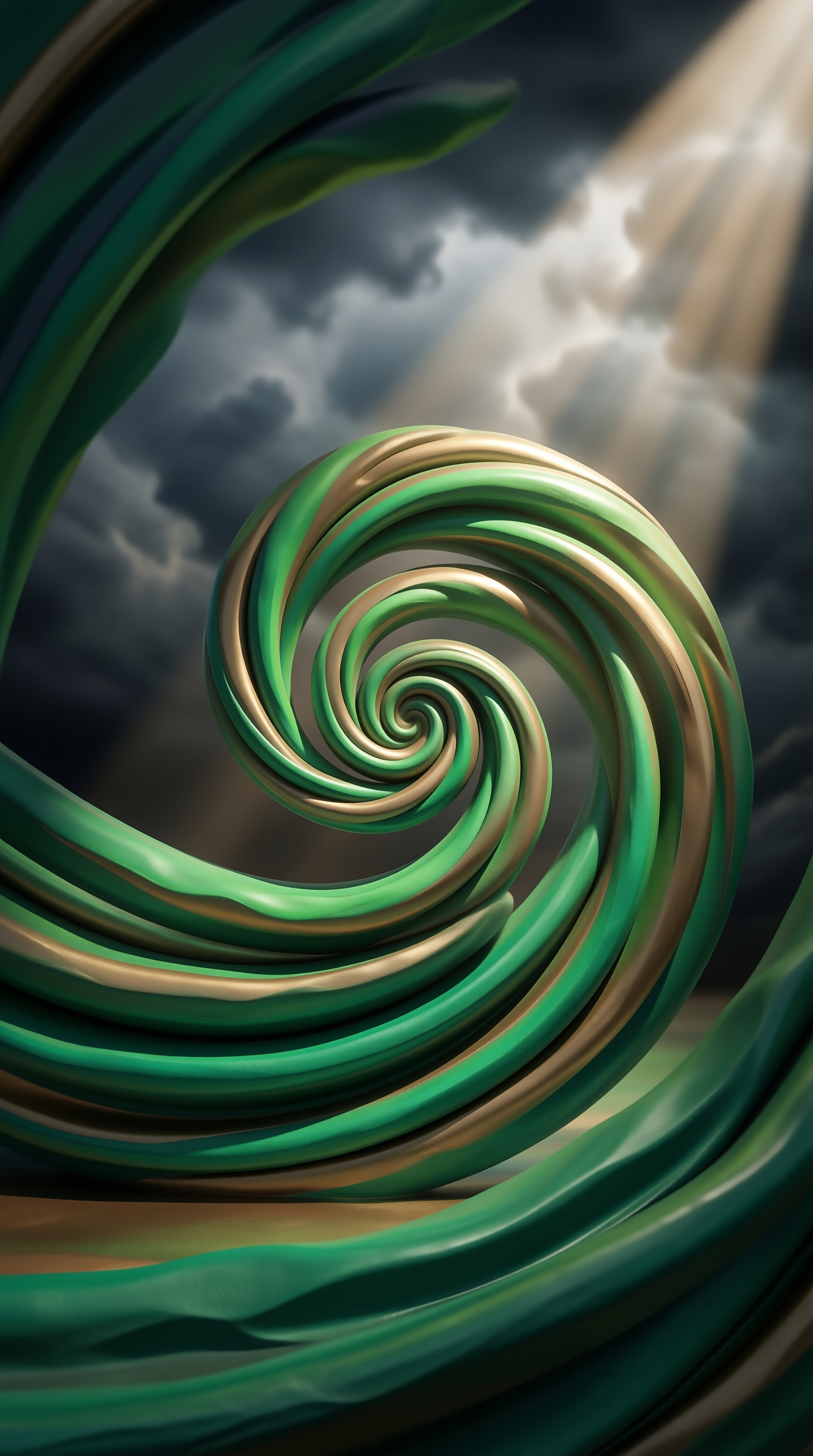 Abstract Green Gold Spiral