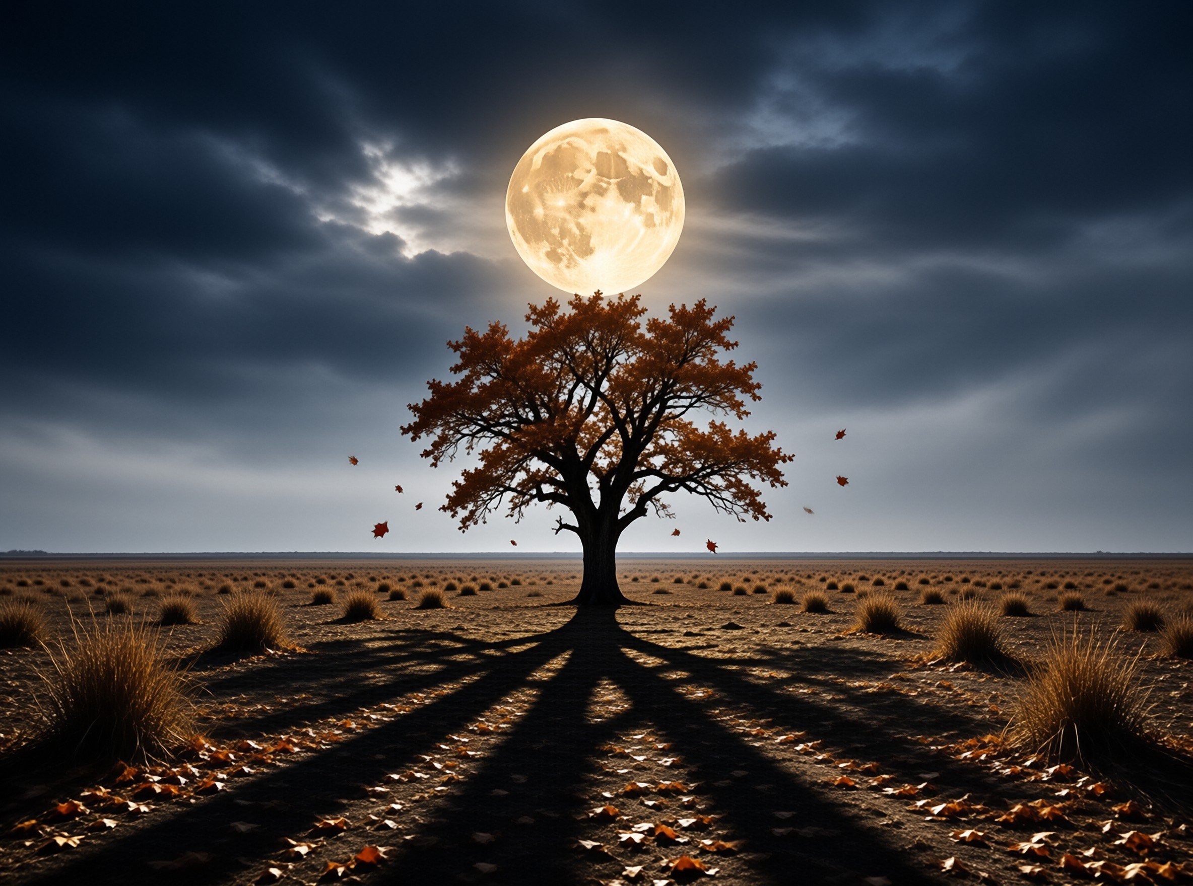 Moonlit Autumn Tree