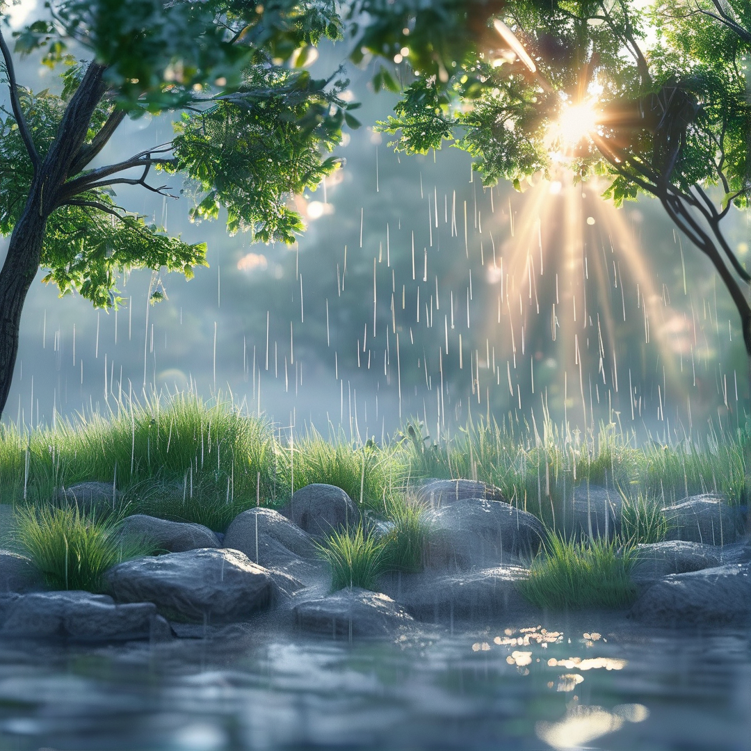 Sunlight Through Rainy Trees
