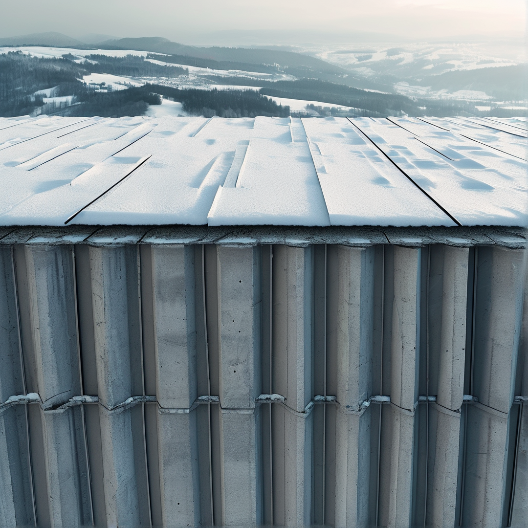 Snowy Structure Overlooking Valley
