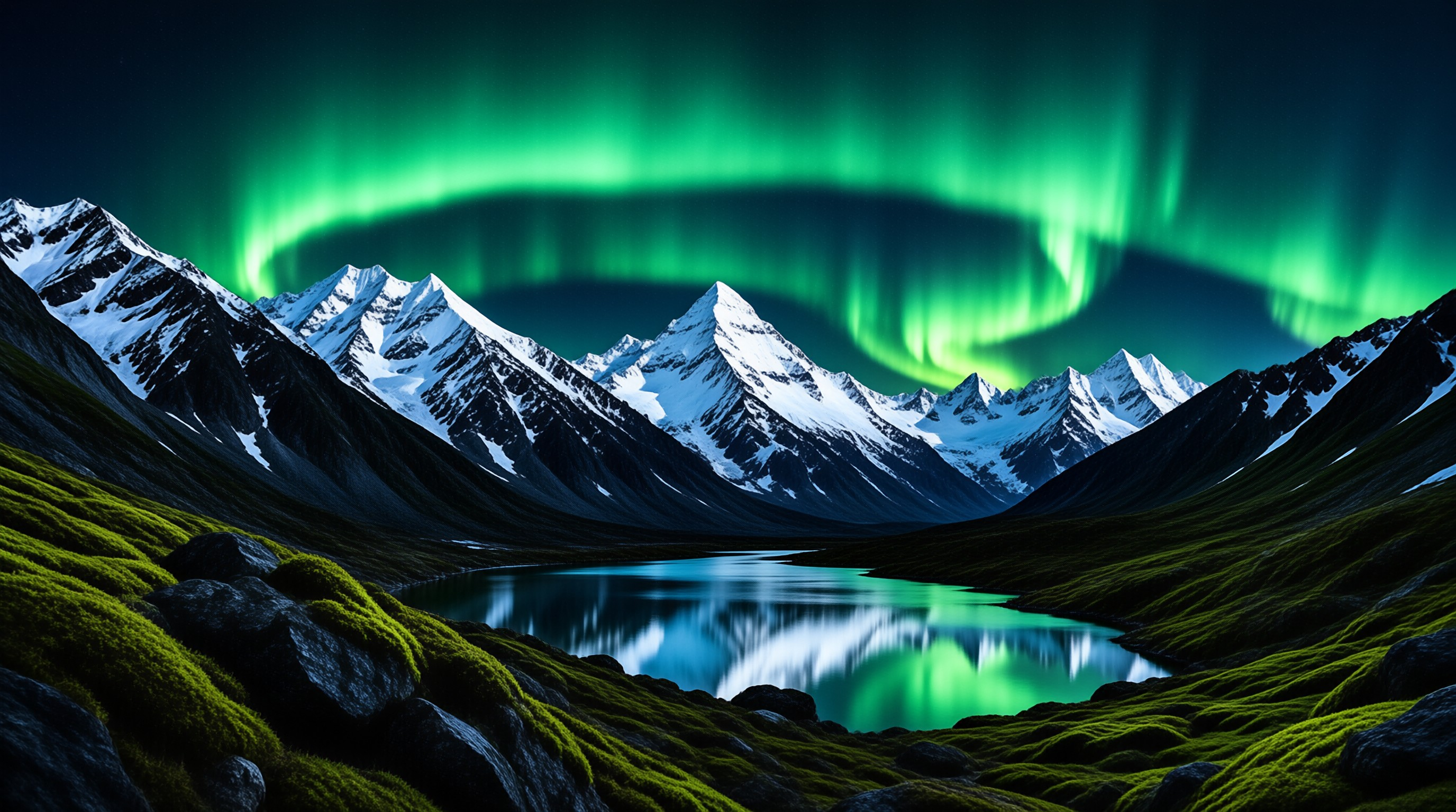 Aurora Over Snowy Peaks