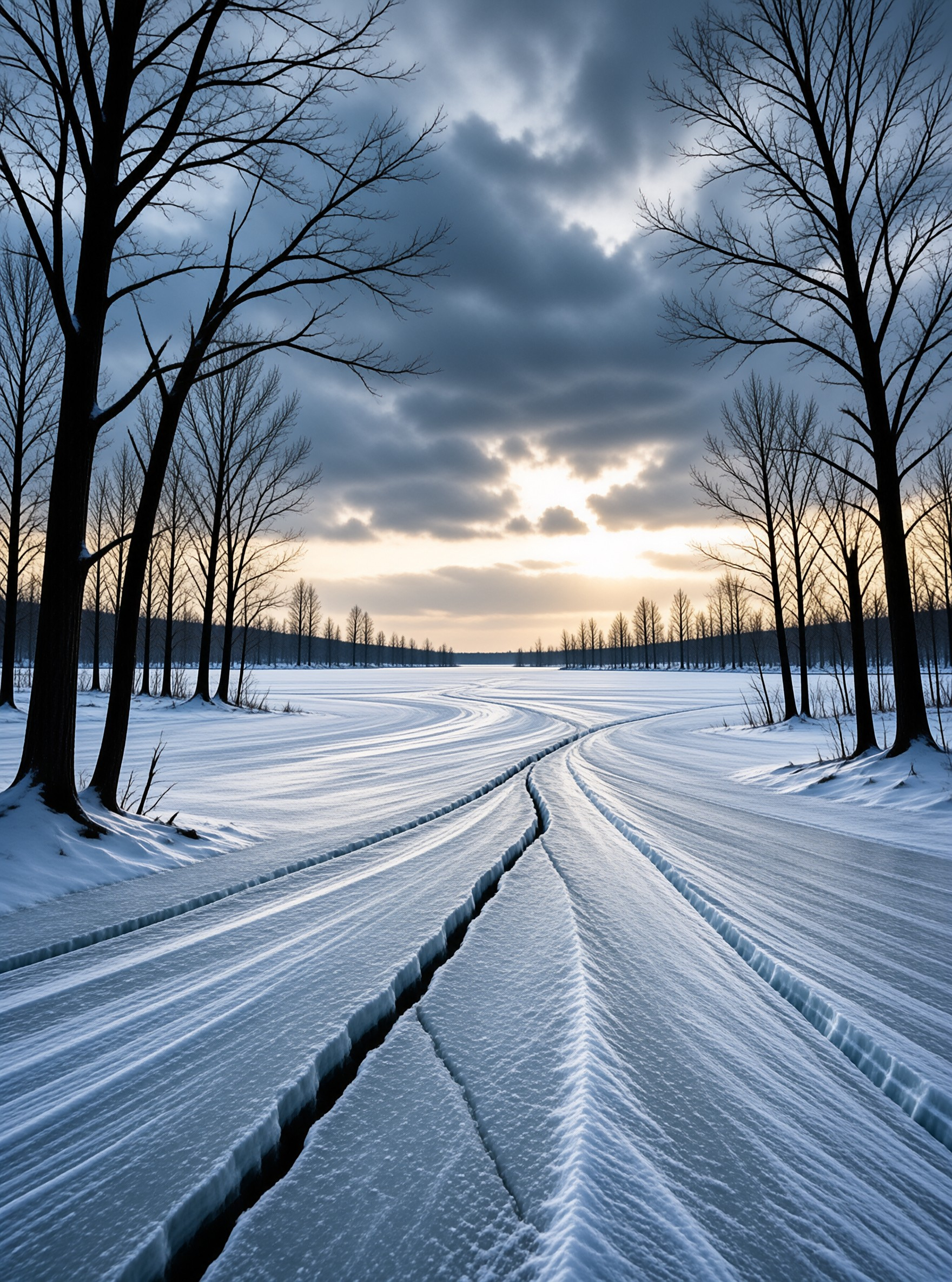 Frozen Path at Sunset