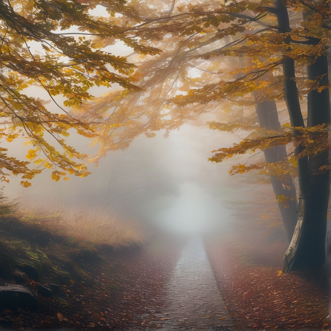 Misty Autumn Forest Path