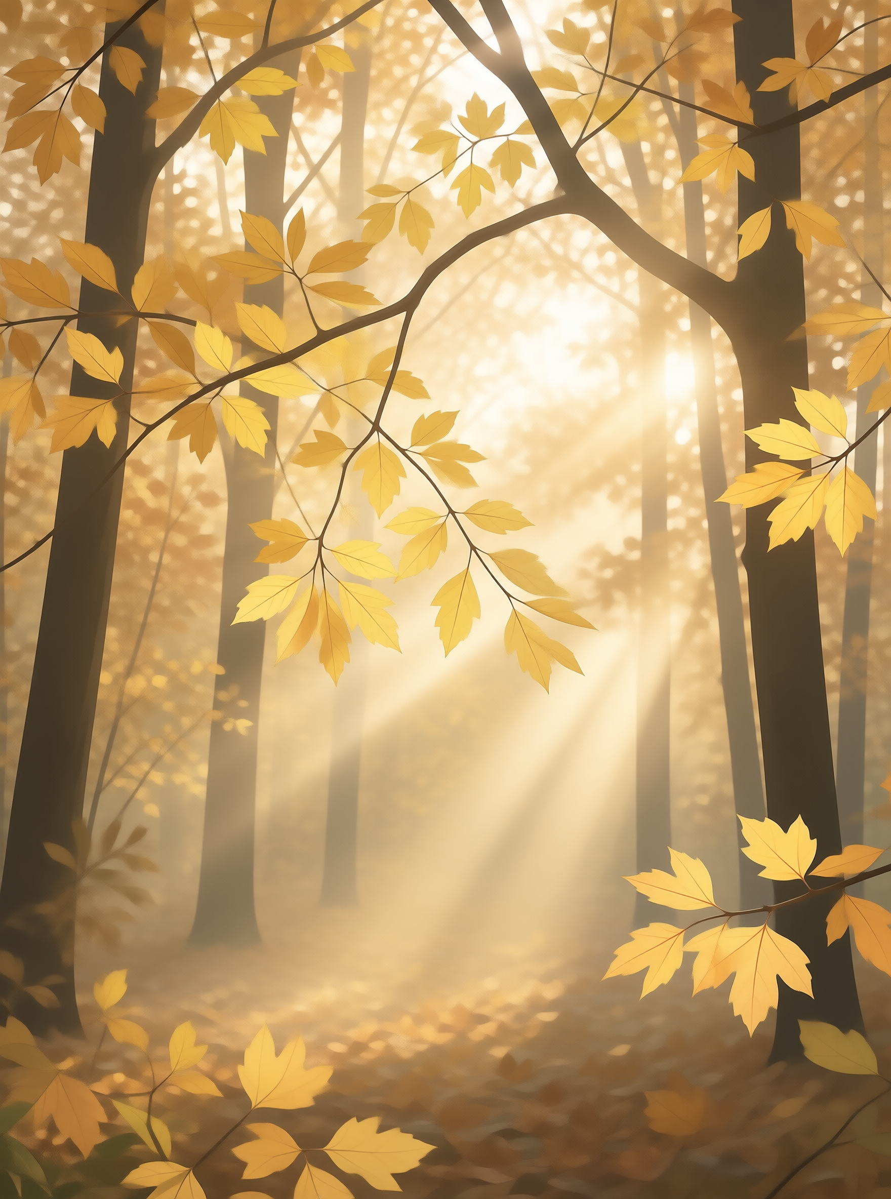 Golden Autumn Forest Scene