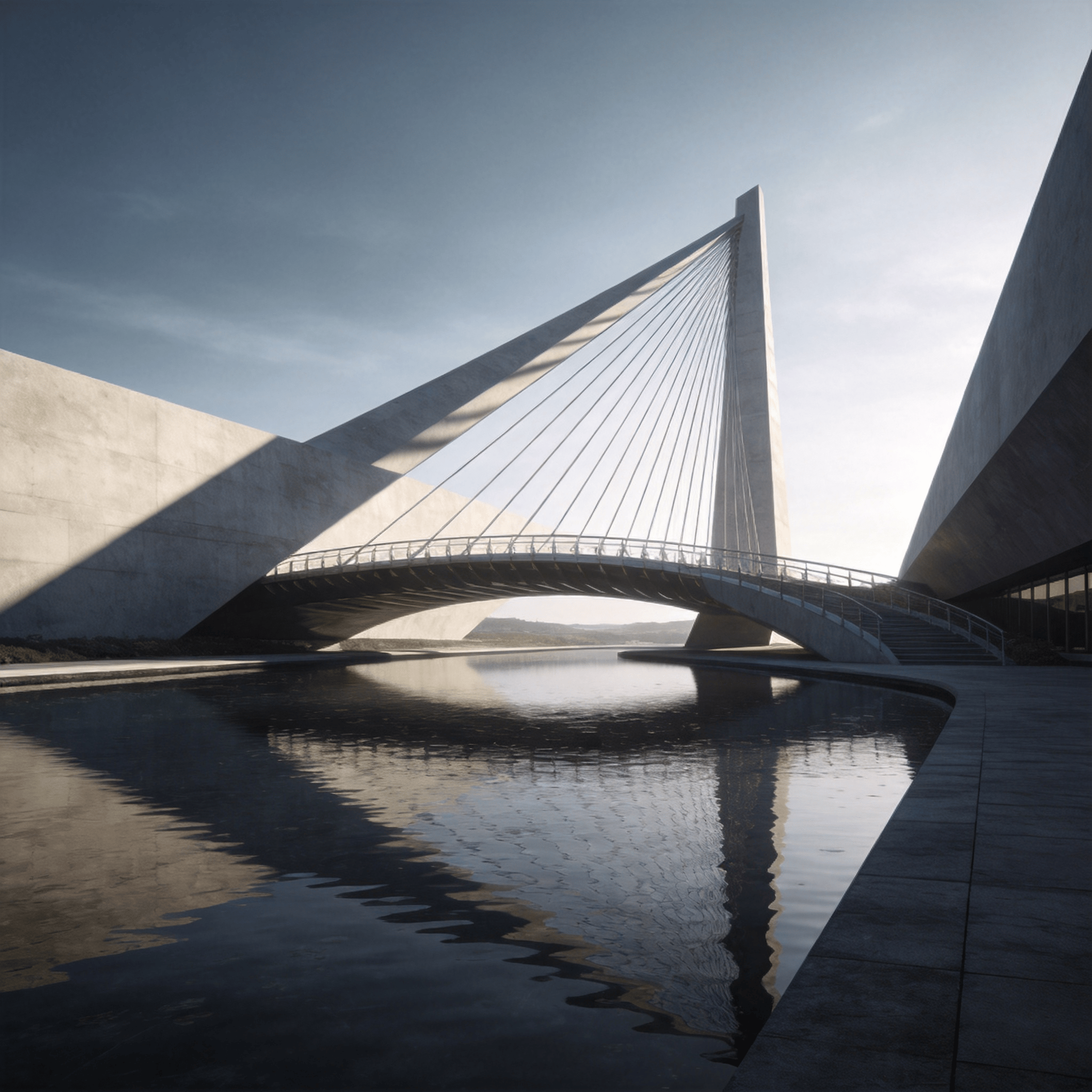 Bridge with Tensile Structure — Reflecting Pool