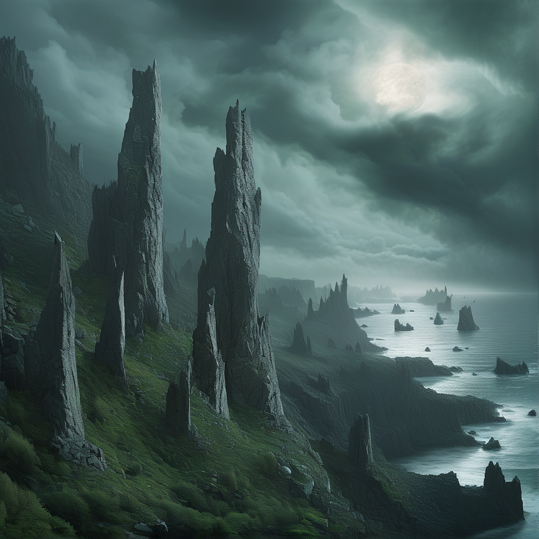 Misty Coastal Sea Stacks