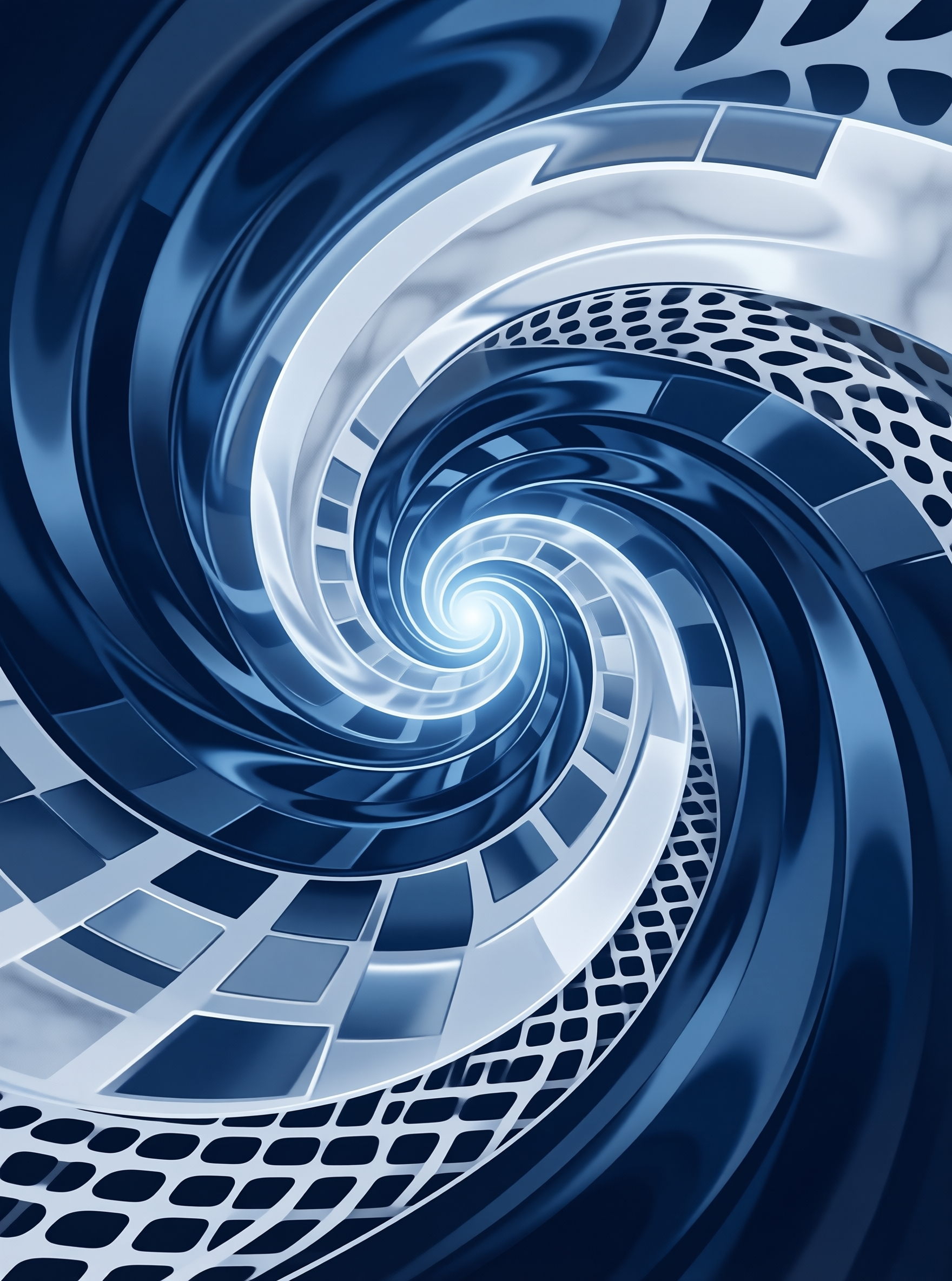 Abstract Blue Spiral Tunnel