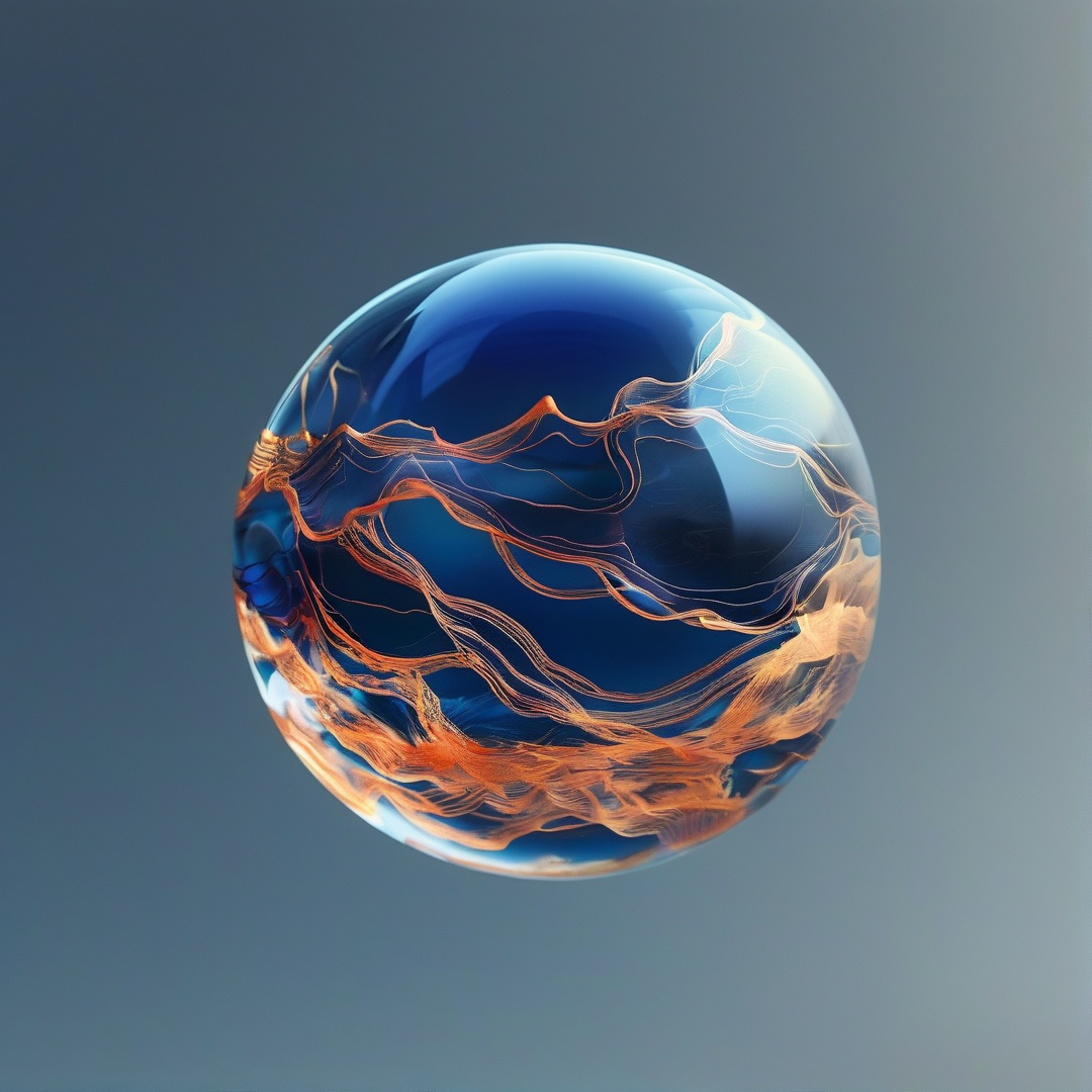 Blue Sphere with Orange Patterns