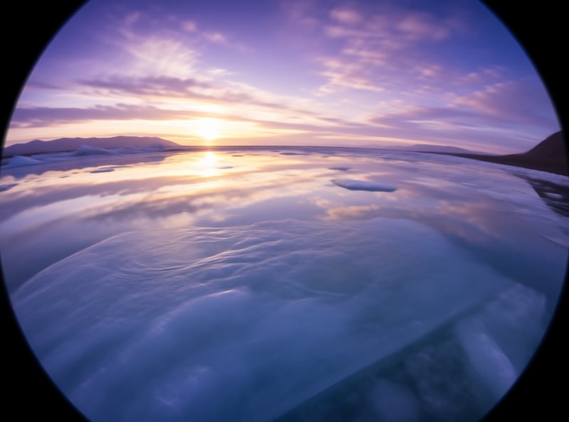 Frozen Lake at Sunset
