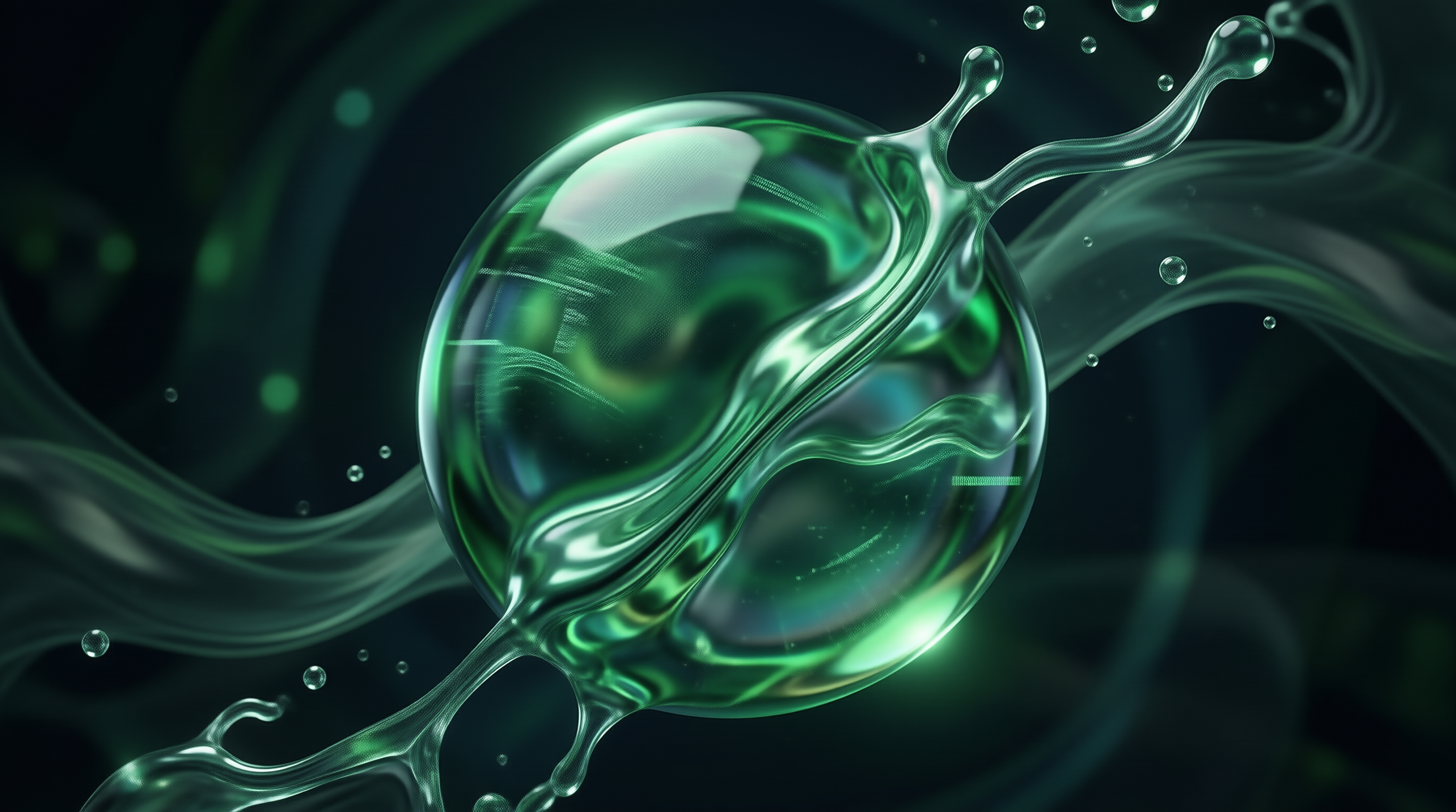 Abstract Green Liquid Splash