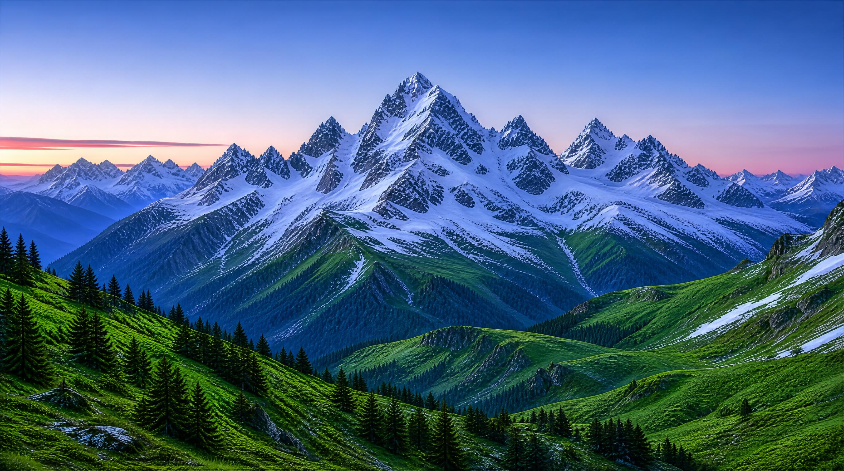 Snow-Capped Peaks at Dawn