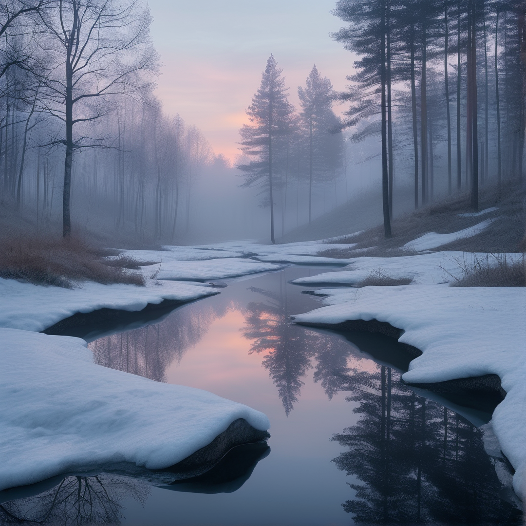 Misty Winter River