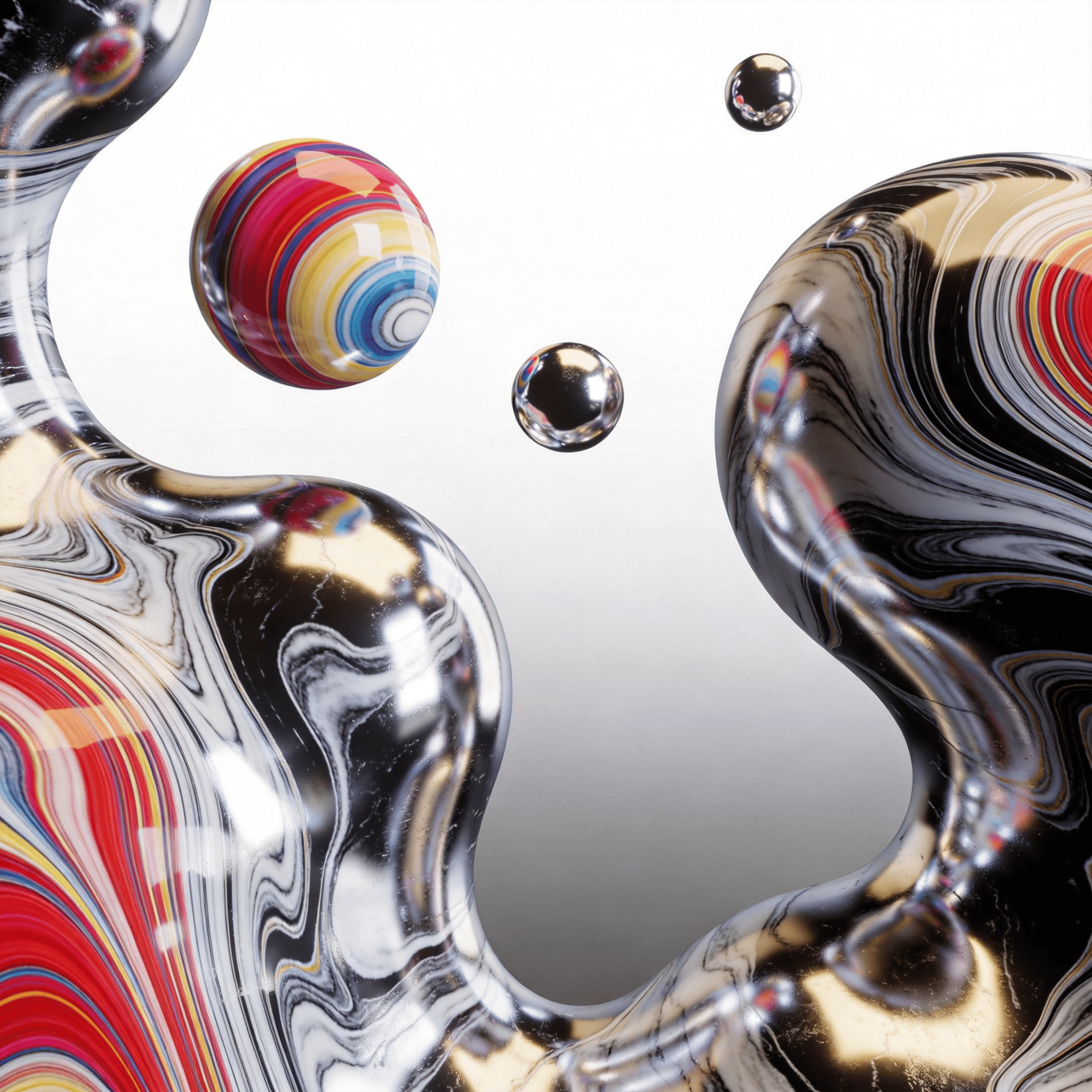 Metallic, Marble Fluid Blob