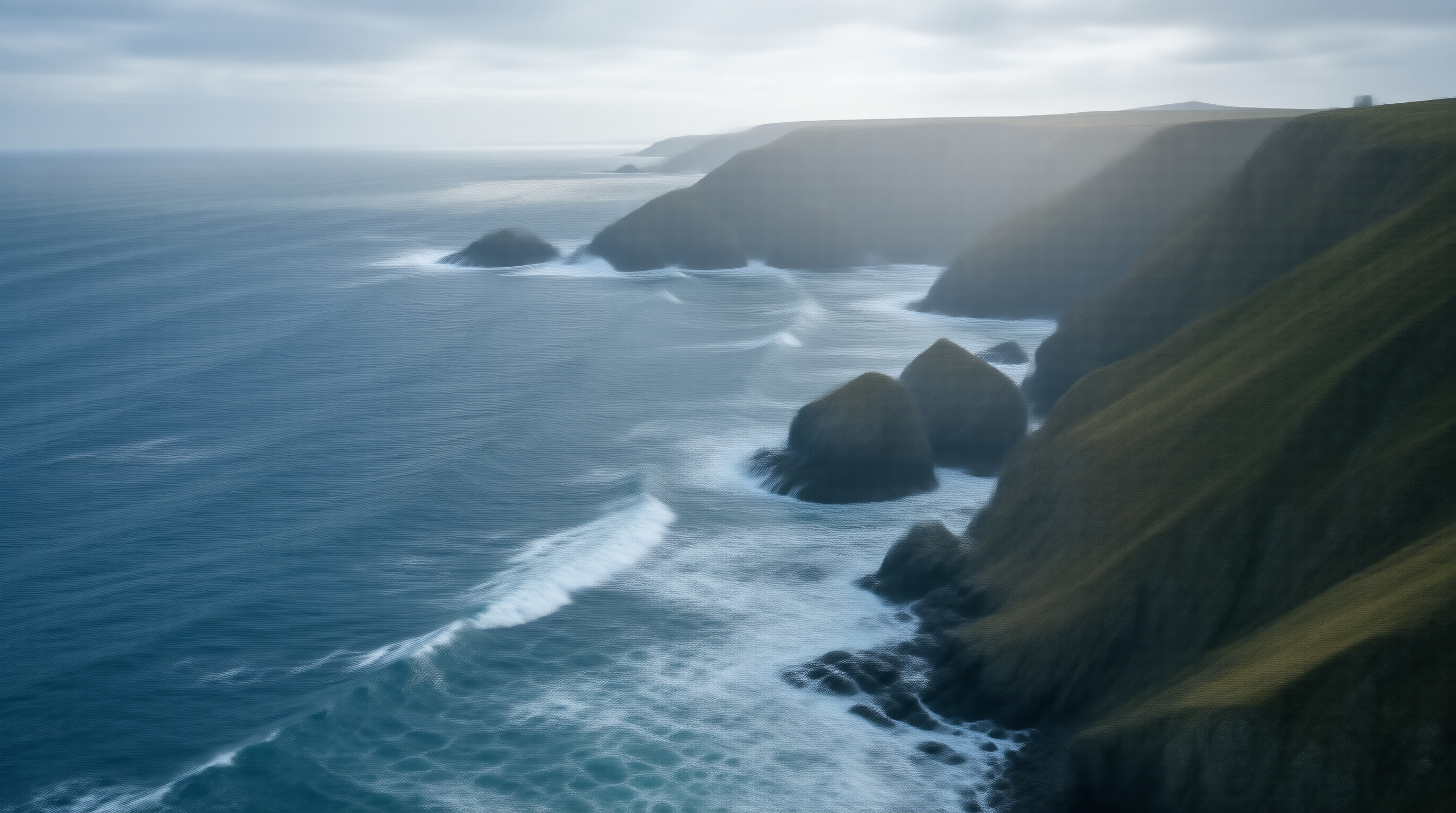 Misty Coastal Cliffs