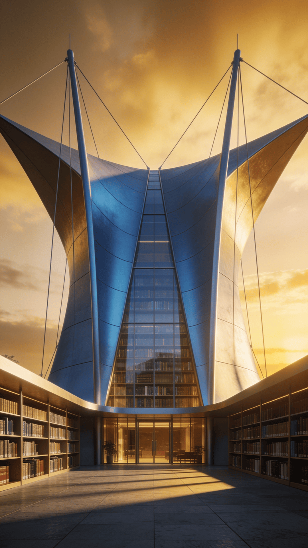 Library with Tensile Structure — Golden Sunset
