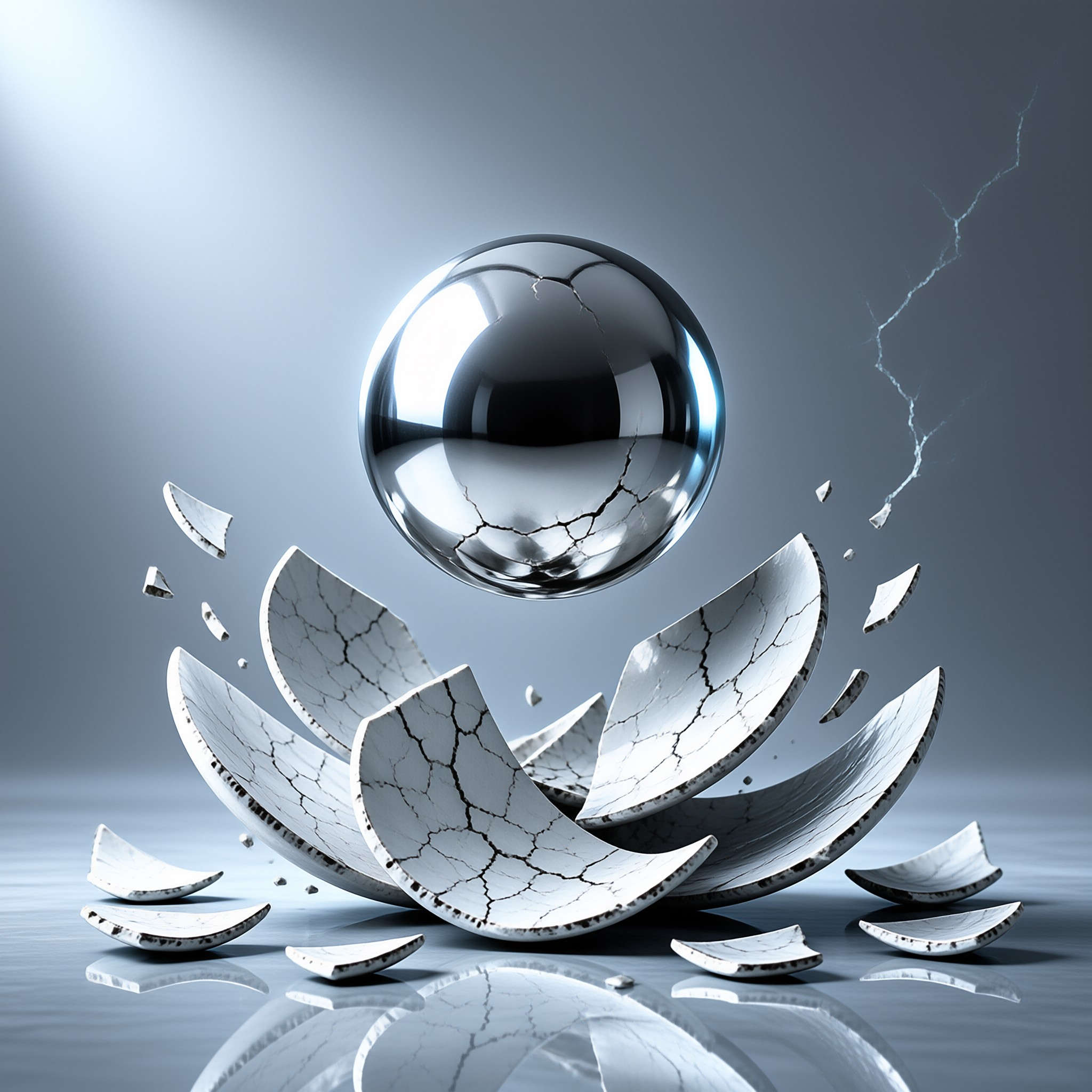 Cracked Sphere Above Fragments