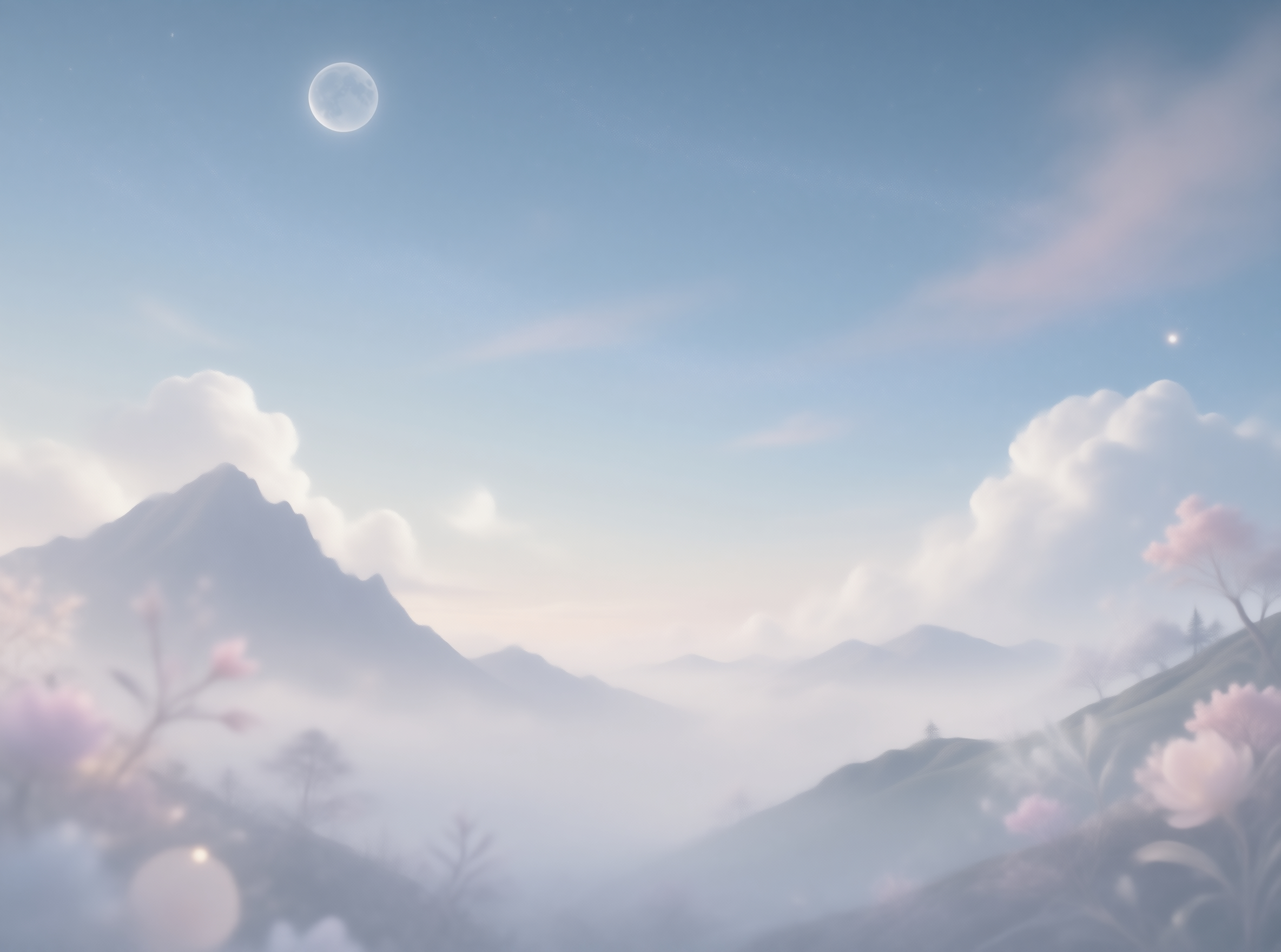 Misty Mountains and Moon