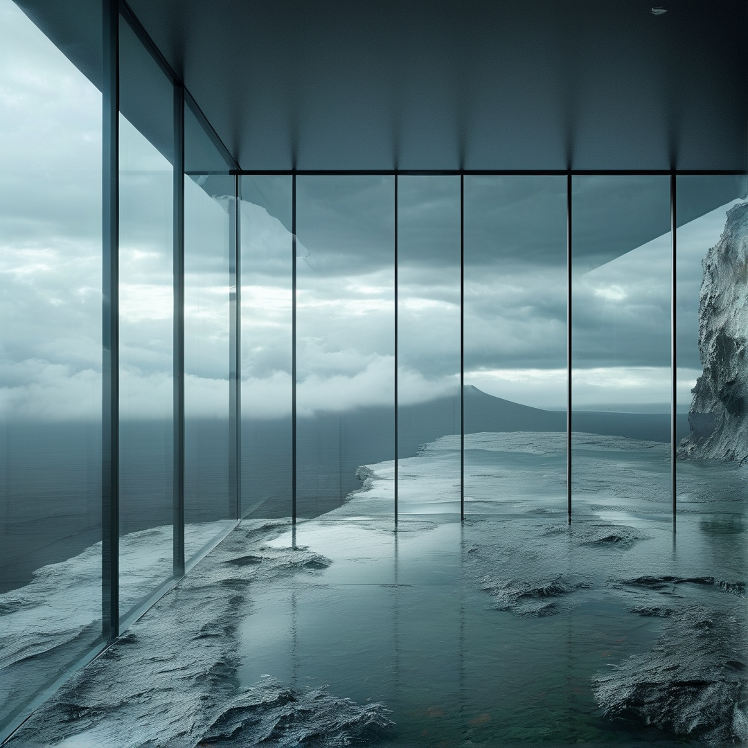 Glass Wall Frozen Landscape